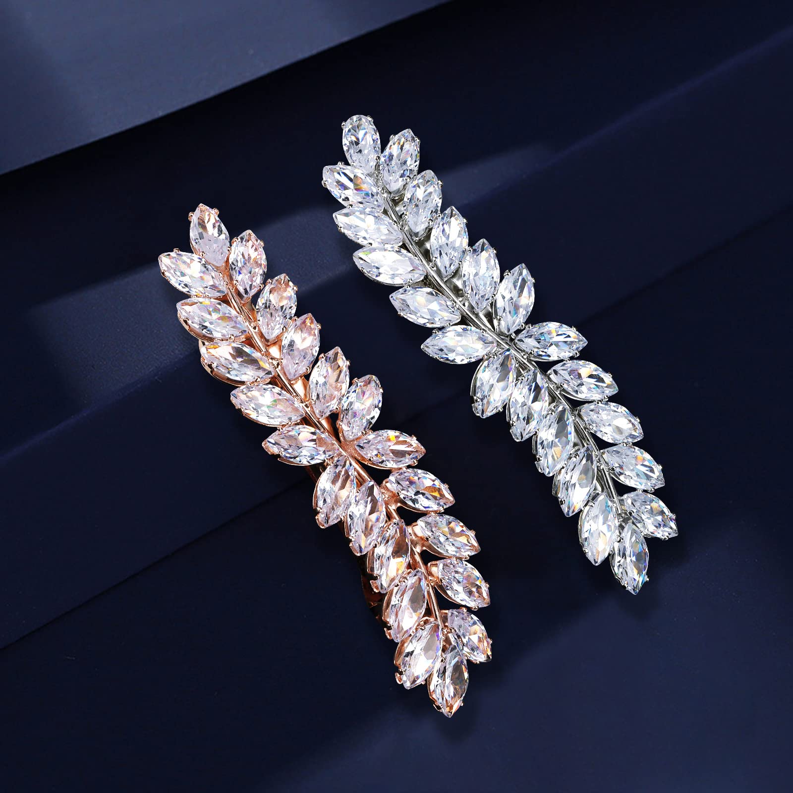 Hair Barrettes for Women,WHAVEL 4pcs Flower Crystal Rhinestones Hair Barrettes Hair Clips Luxury Jewelry Spring French Hair Clips for Women Girls