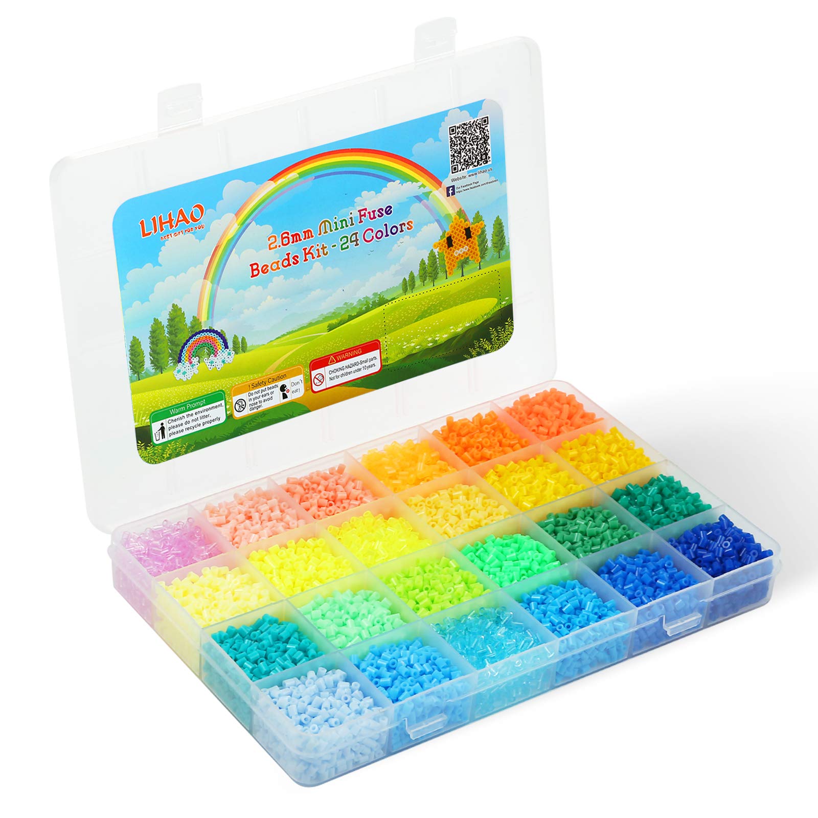 24000 X Fuse Beads Kit, LIHAO 48 Colors 2.6Mm Mini Fuse Beading Kit,  Multicolore