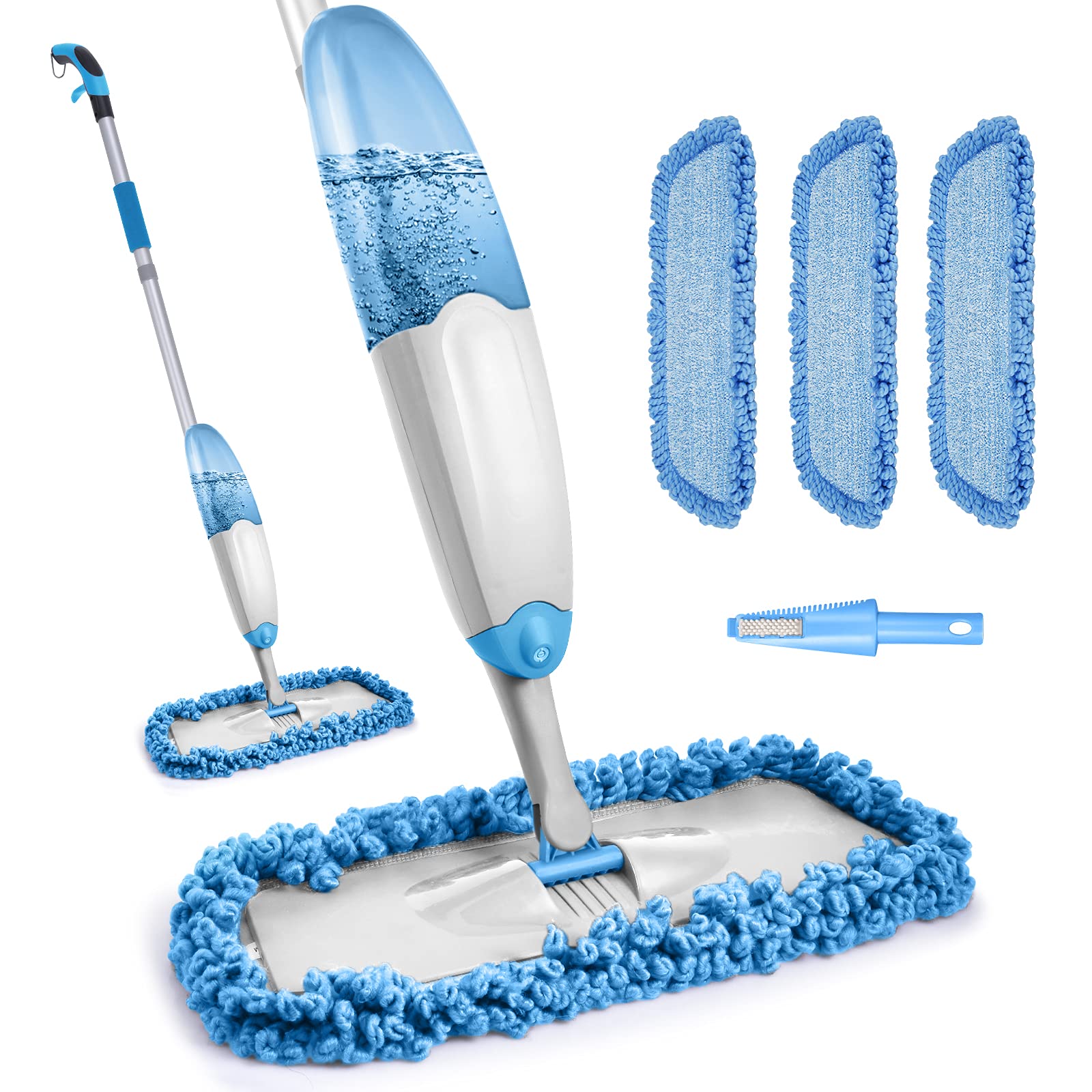 DR DAPPER EASYMIST Spray Mop, Dust Mop for Floor Cleaning, Wet Spray Mop  with 700ML Refillable Bottle, 3 Washable Double-Sided Pads & 2 Mop Scrub
