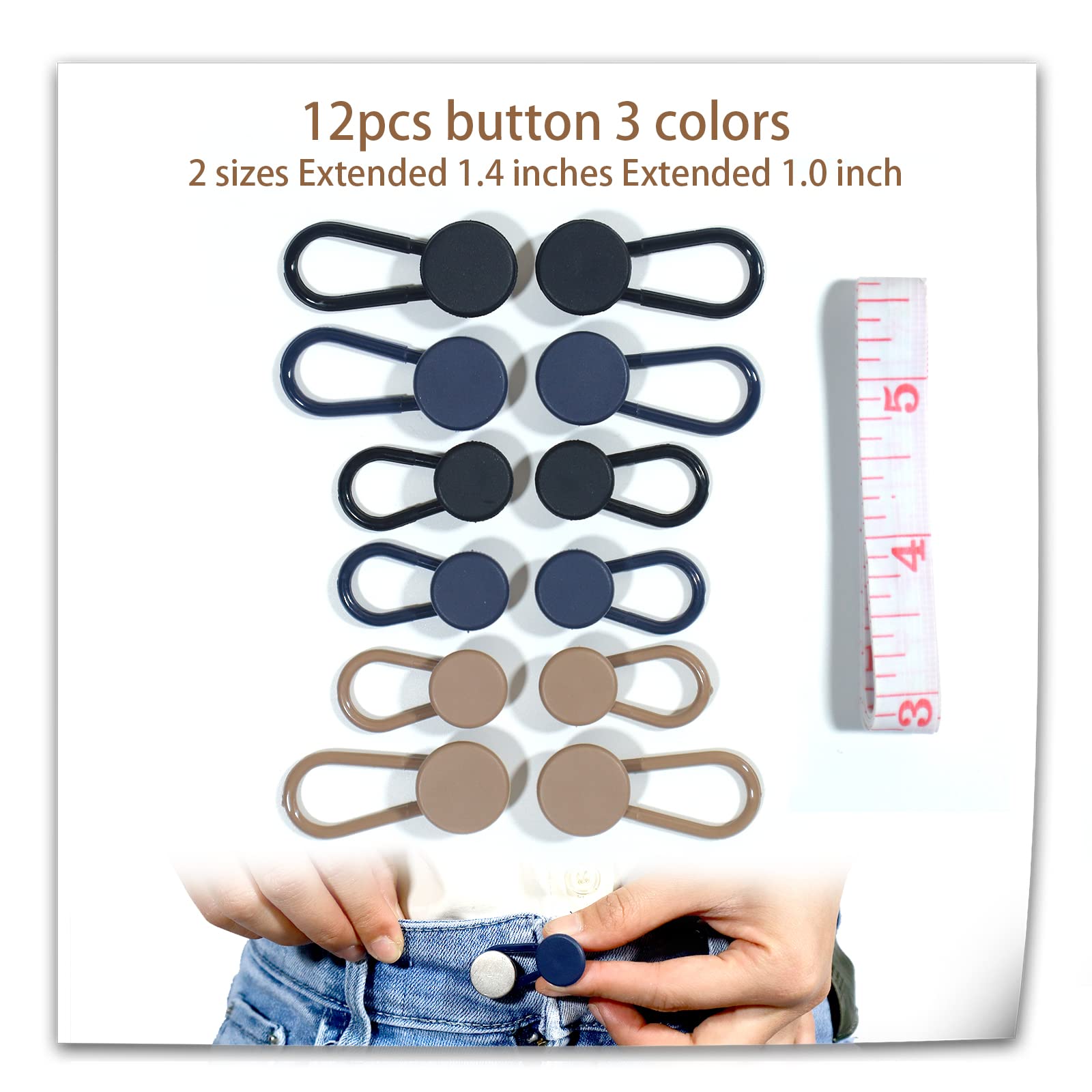 12PCS Button Extenders for Jeans, Pants Button Extender, Waist