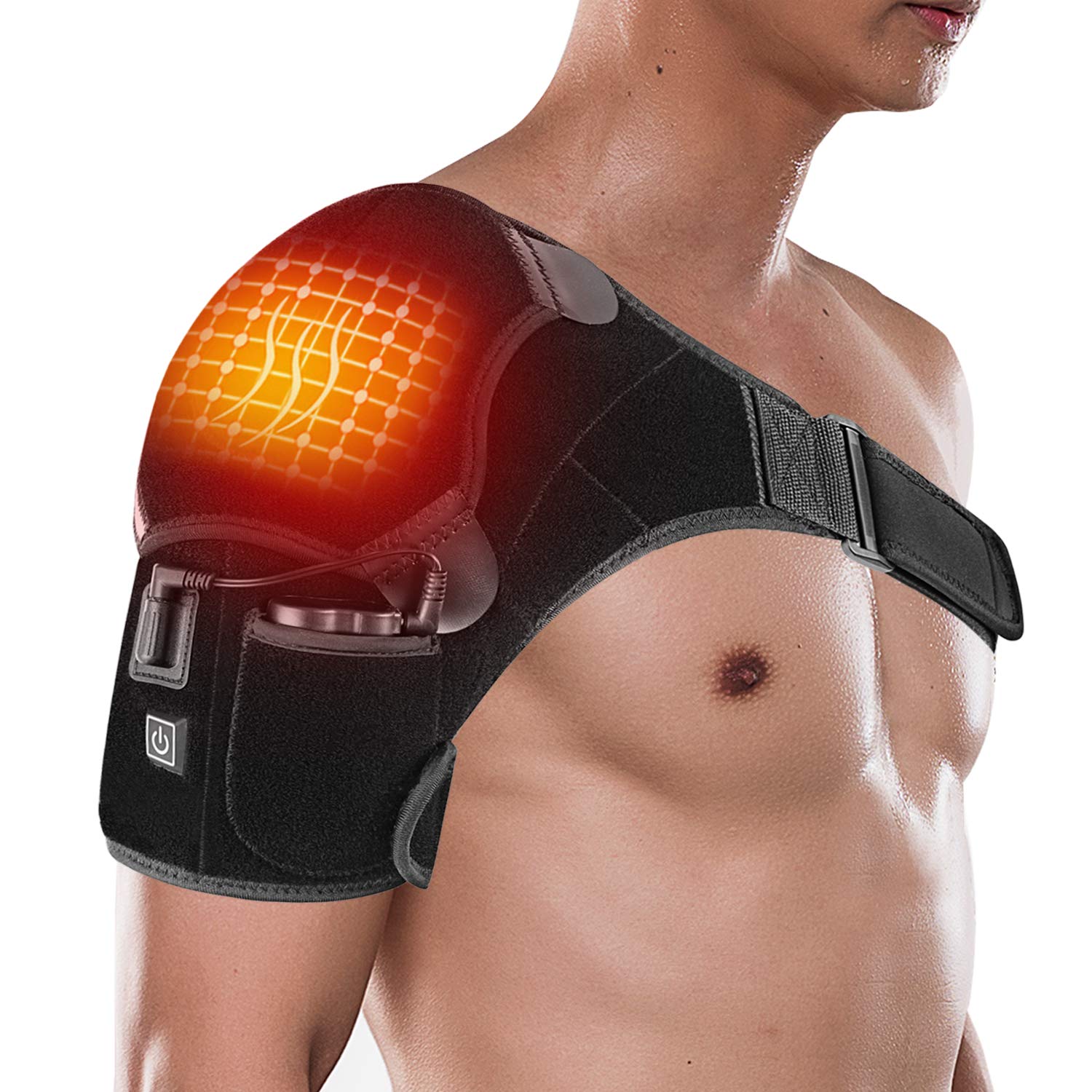 Heated Shoulder Brace Wrap with Battery Portable Electric Wireless Heating  Pad Strap with Hot Cold Therapy for Rotator Cuff Frozen Shoulder Relax  Muscle Pain Relief Shoulder Compression Sleeve