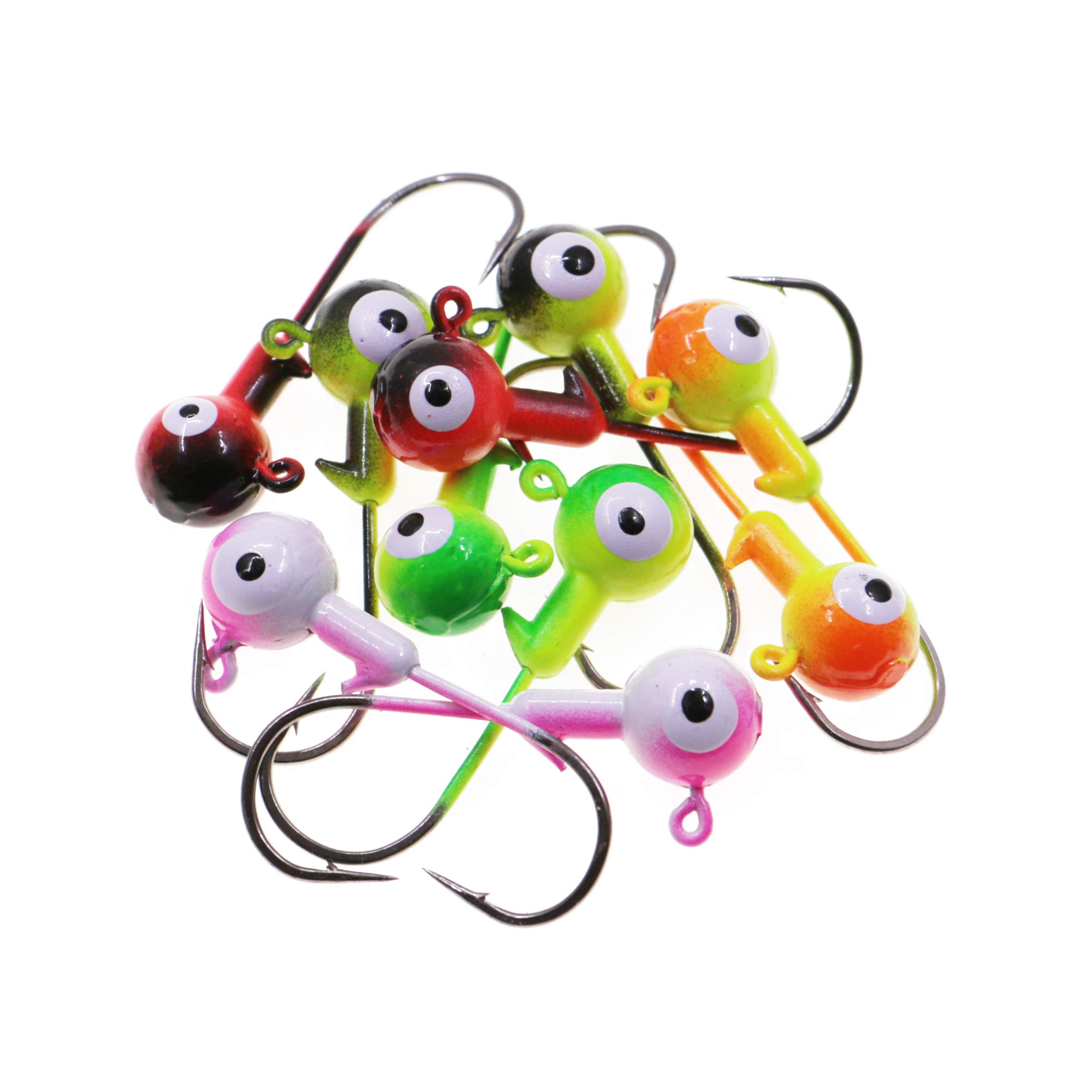 Temorah Fishing Lures Jig Heads ,Ball Heads 1/32oz-1oz,Sharp Fishing Hooks  for Freshwater or Saltwater Assorted(two-tone) 1/2OZ 20PCS