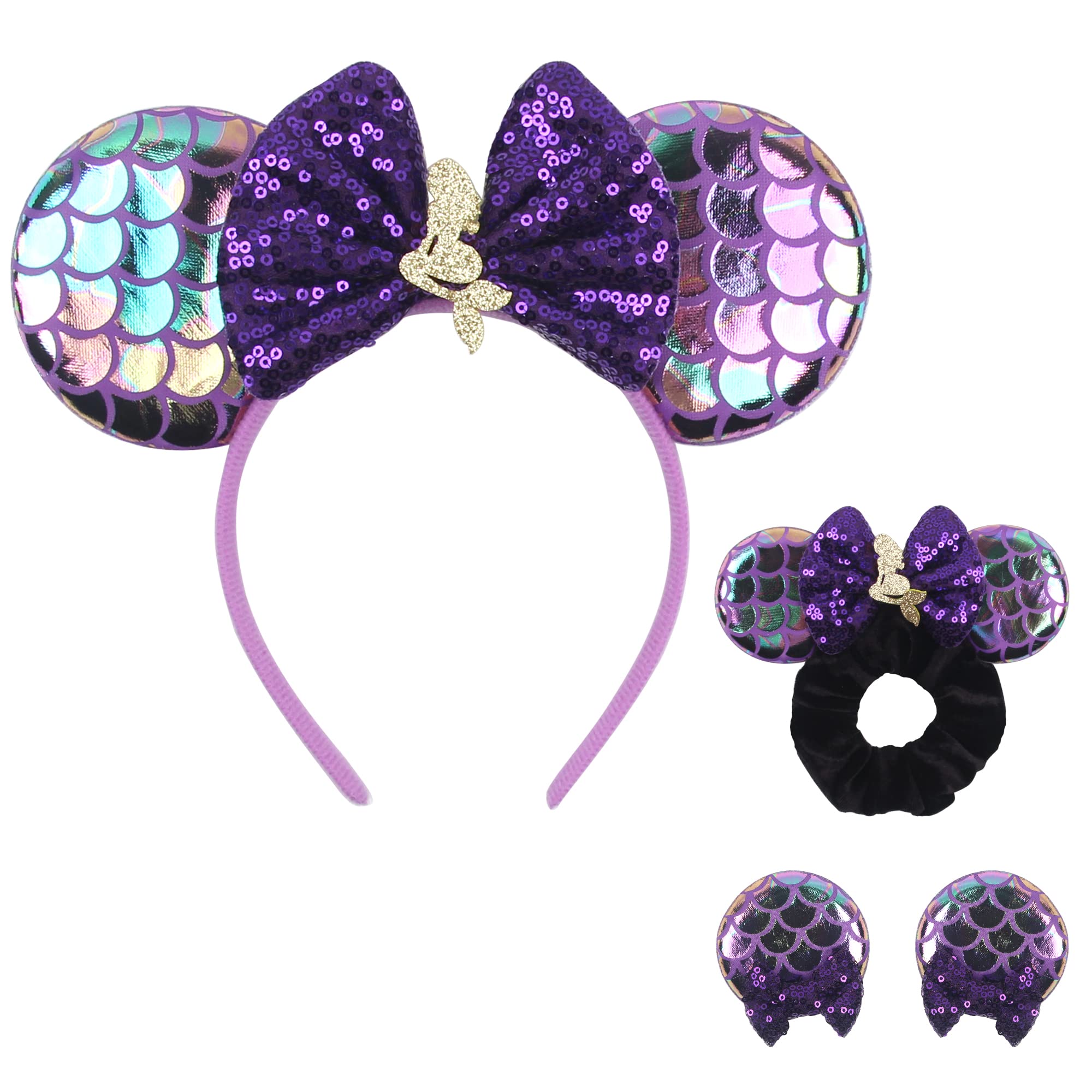 Disney Parks Minnie Mouse Ear Headband for Kids Purple Sequin Bow
