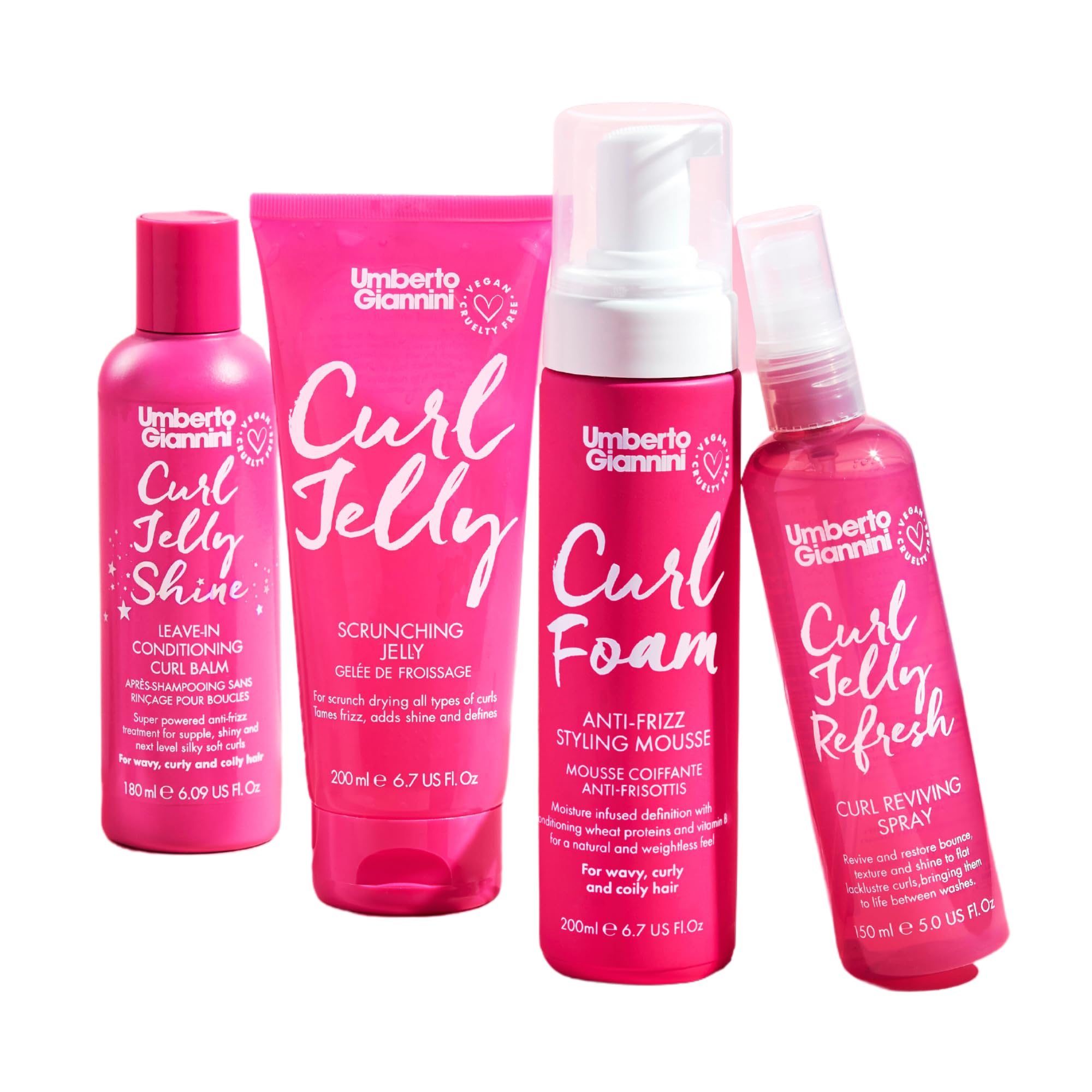 Umberto Giannini De-frizz & Define Curl Jelly Styling Kit - Curl Foam  Styling Mousse Curl Scrunching Jelly Curl Jelly Shine Leave In Conditioner  and Curl Jelly Refresh Curl Spray