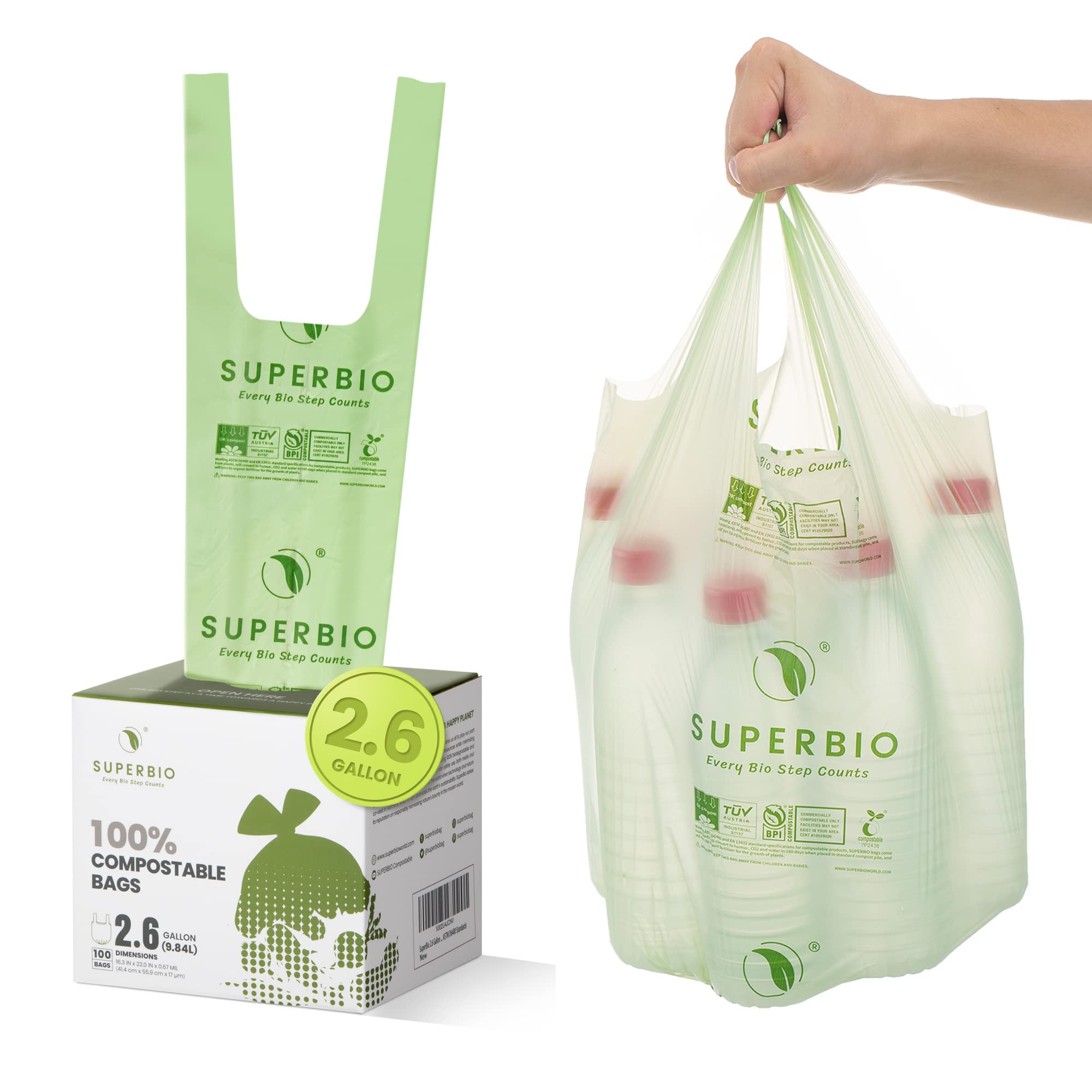 Biodegradable Trash Bags 2.6 Gallon small Biodegradable Trash Bags