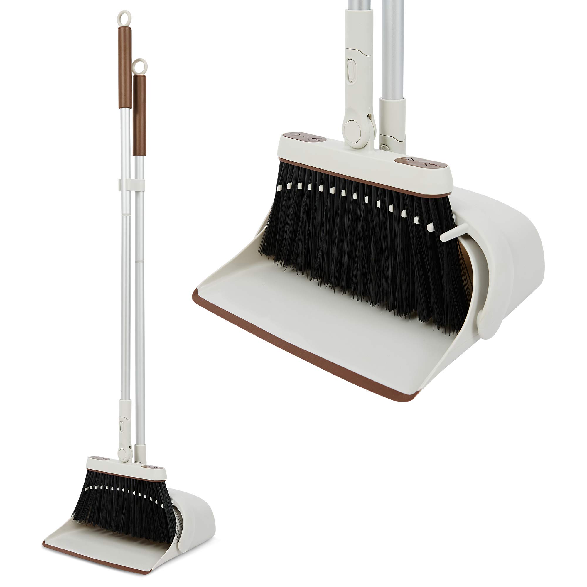 Dust Pan, Long Handle, with Brush