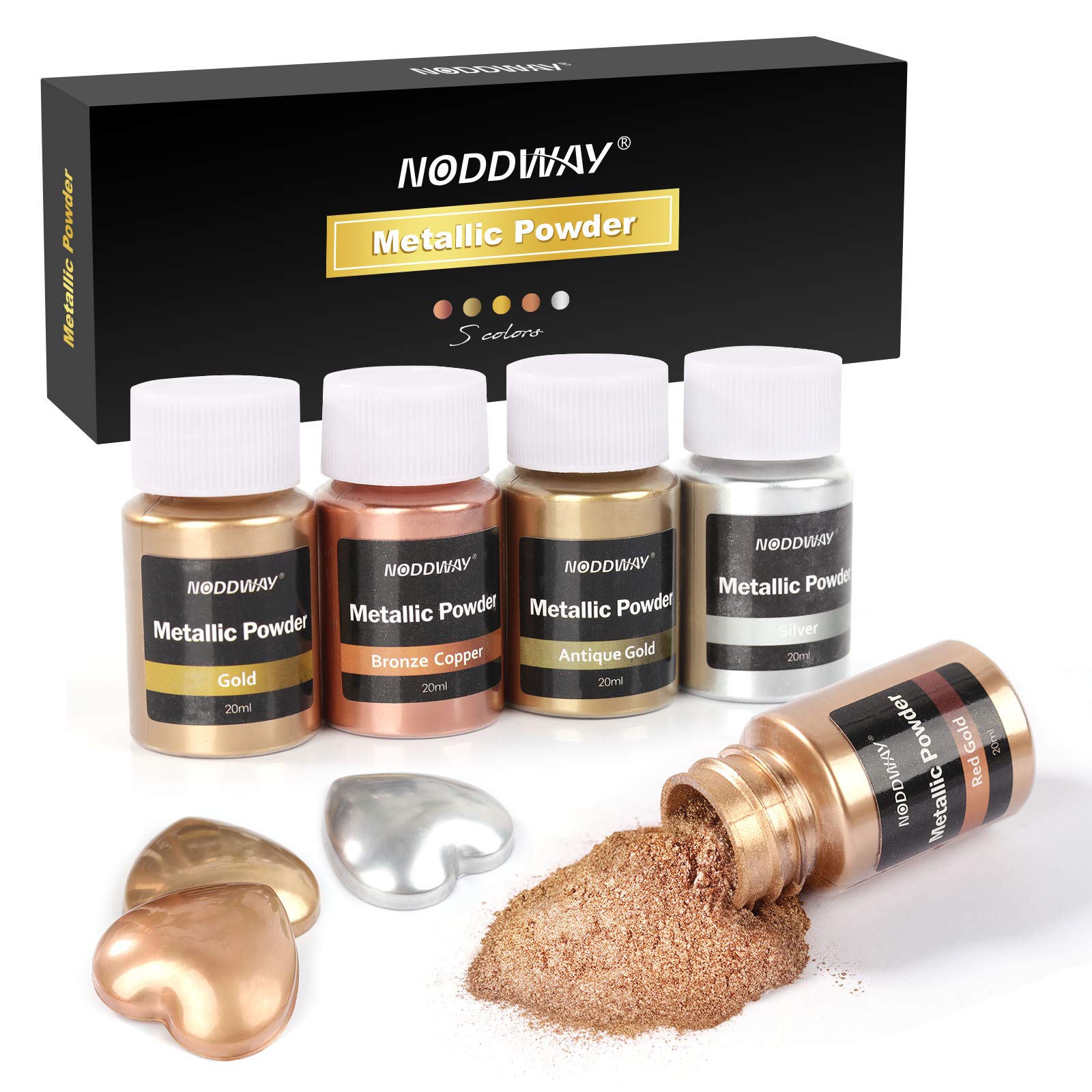 NODDWAY Metallic Pigment Powder 20ml/Jar Gold Epoxy Resin Color