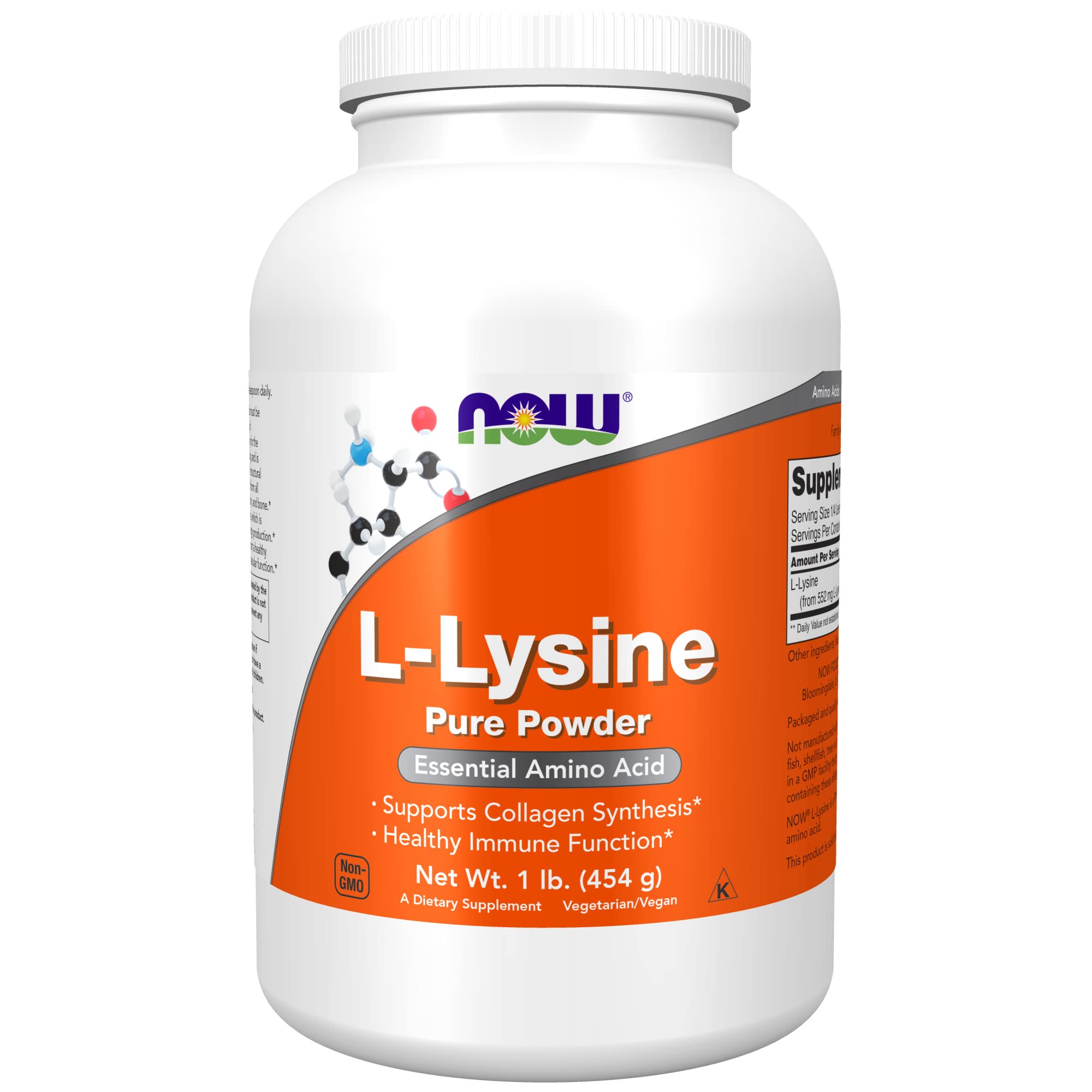 NOW Supplements, LLysine (LLysine Hydrochloride) Powder, Supports