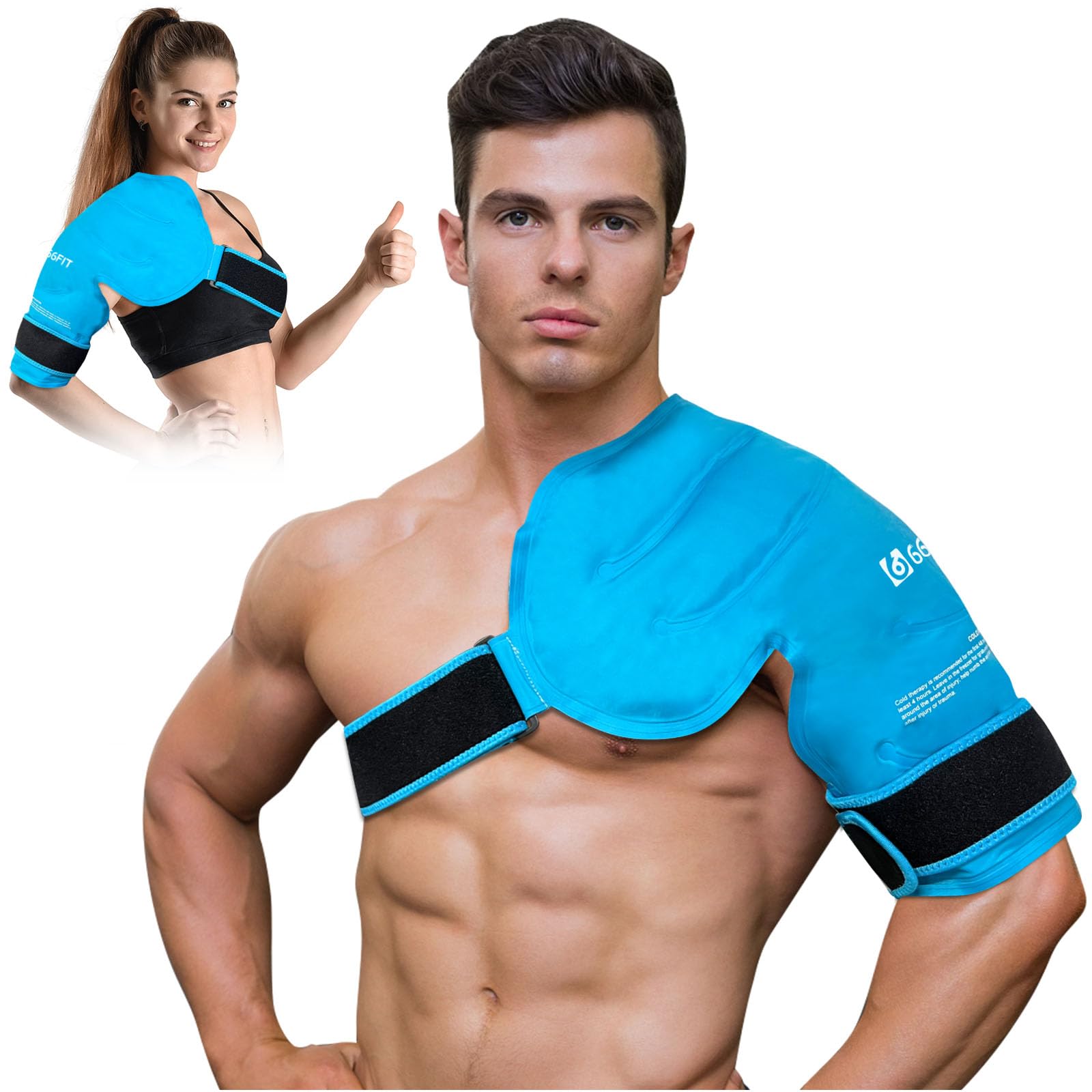 66FIT Shoulder Ice Pack - Hot/Cold Therapy Wrap for Pain Relief ...