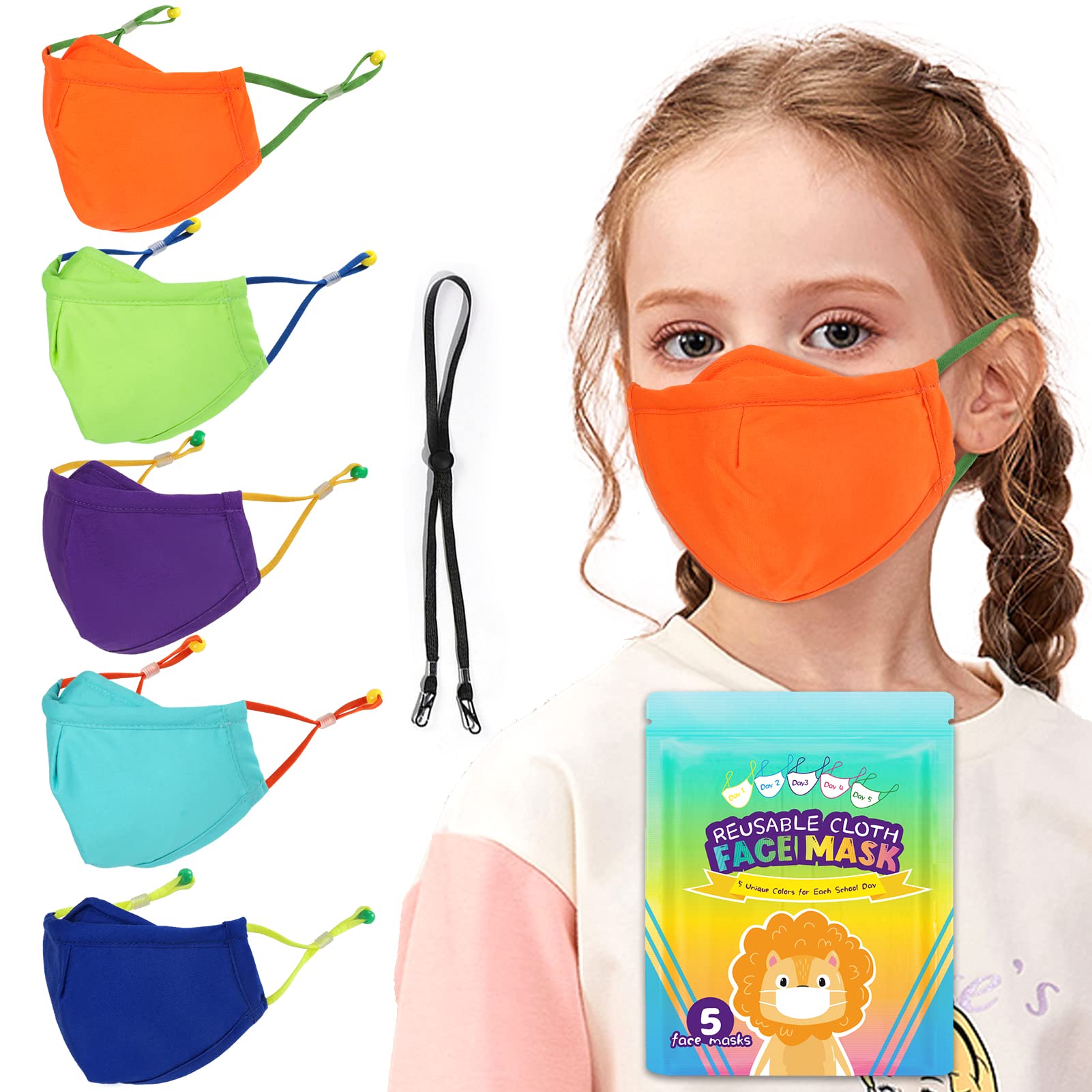 Kids Masks Reusable Washable Cotton Cloth Face Mask 3 Layers Breathable 3D  Anti-Fog Design Girls