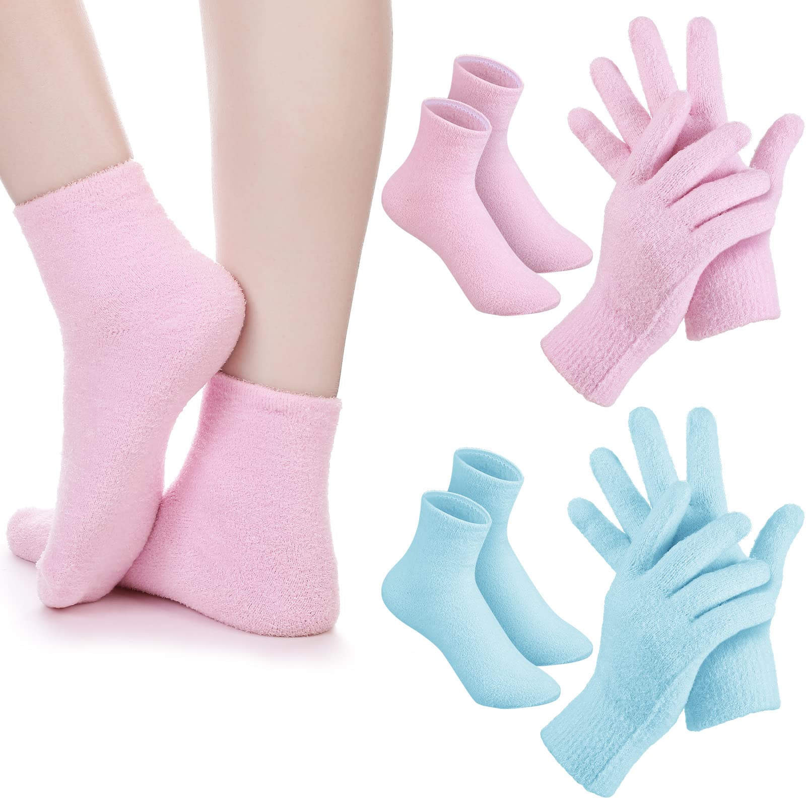 4 Pairs Aloe Socks Moisturizing Foot Socks Soft Gel Sleeping Fuzzy