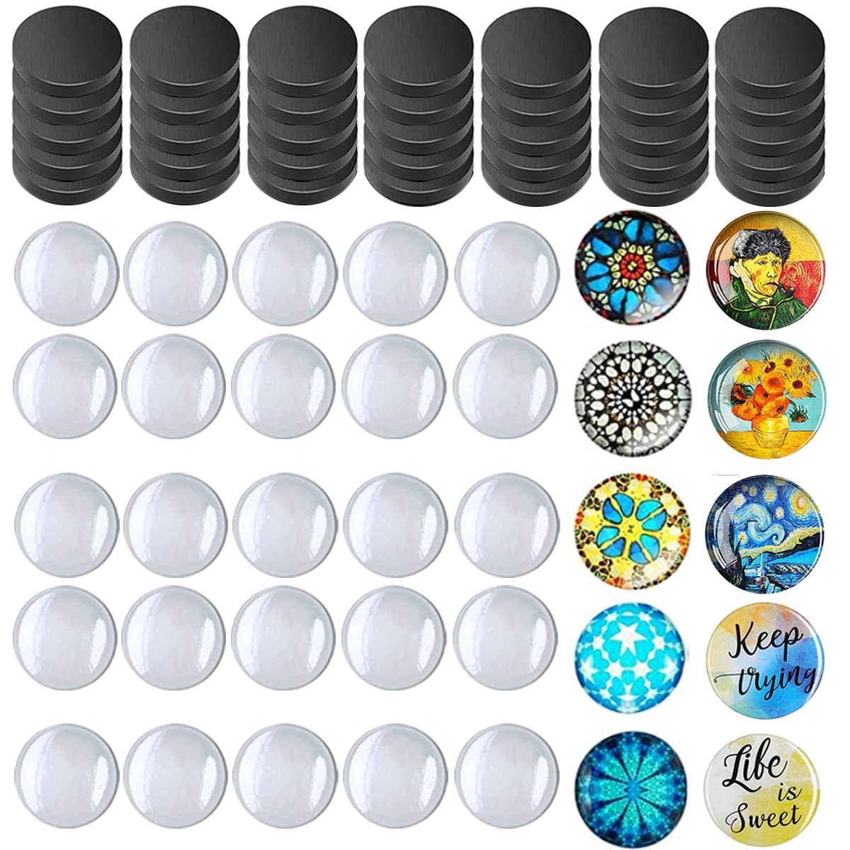 80pcs Crafts Fridge Magnets Glass Ceramic Ferrite Magnet and Transparent  Clear Glass Cabochons for DIY Refrigerator Office Whiteboard Magnets  Pendants E-80pcs Round Set