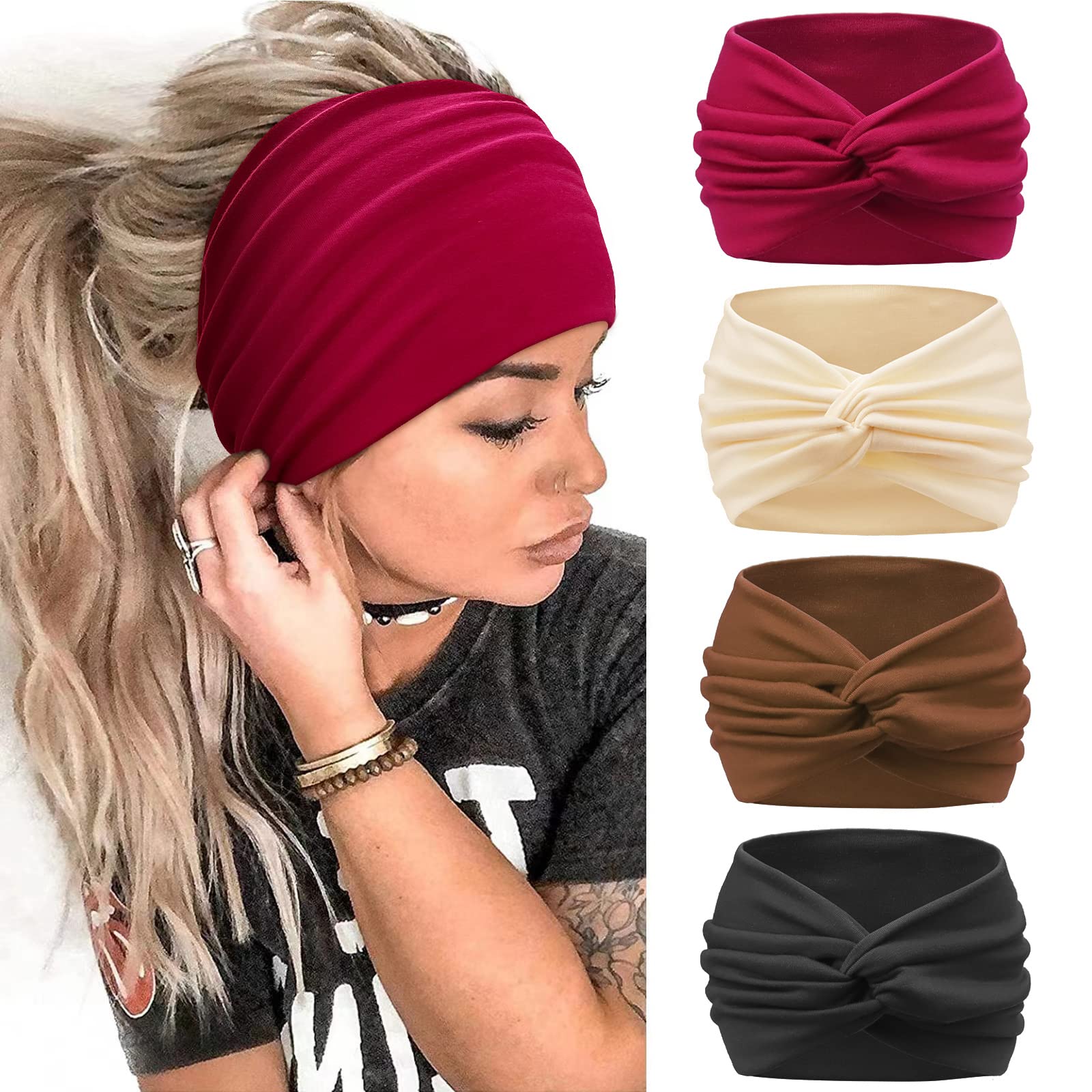 Wide Headbands For Women Extra Large Headband Twisted Knot Head Bands For  Women's Hair Band Turban Accessories 6 Pack