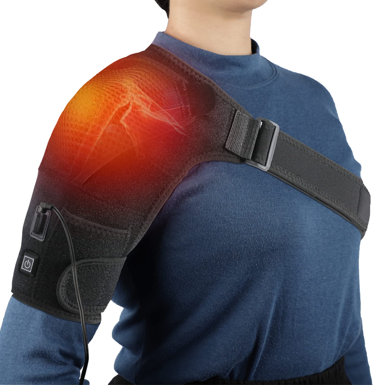 Heated Shoulder Brace, Shoulder Heating Pads with Adjustable 3 Heat  Settings Hot Cold Therapy, Shoulder Compression