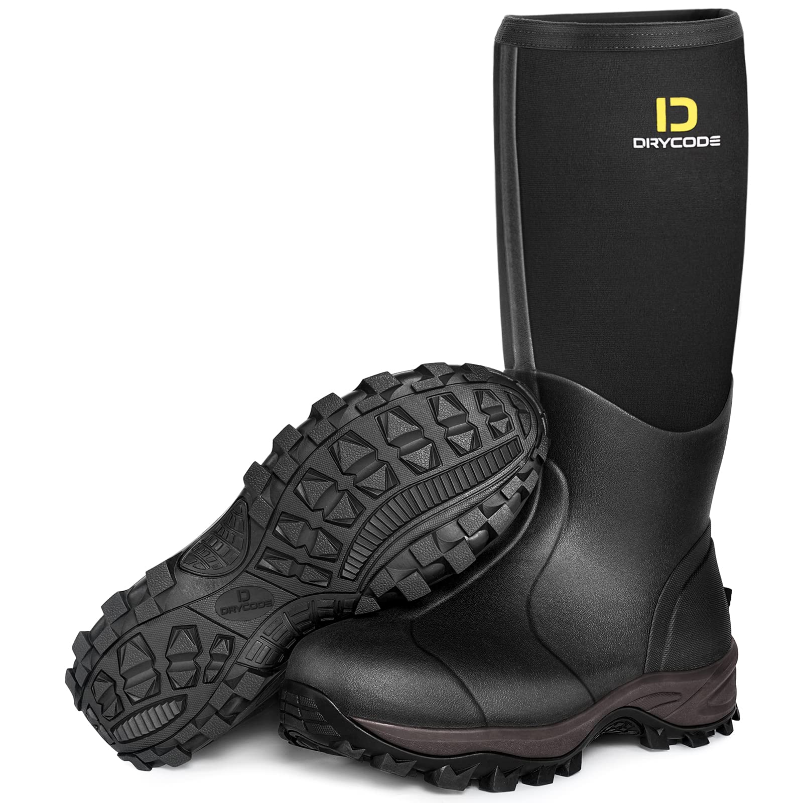 D DRYCODE Rain Boots Men, Waterproof Fishing Deck Boots, Anti-Slip
