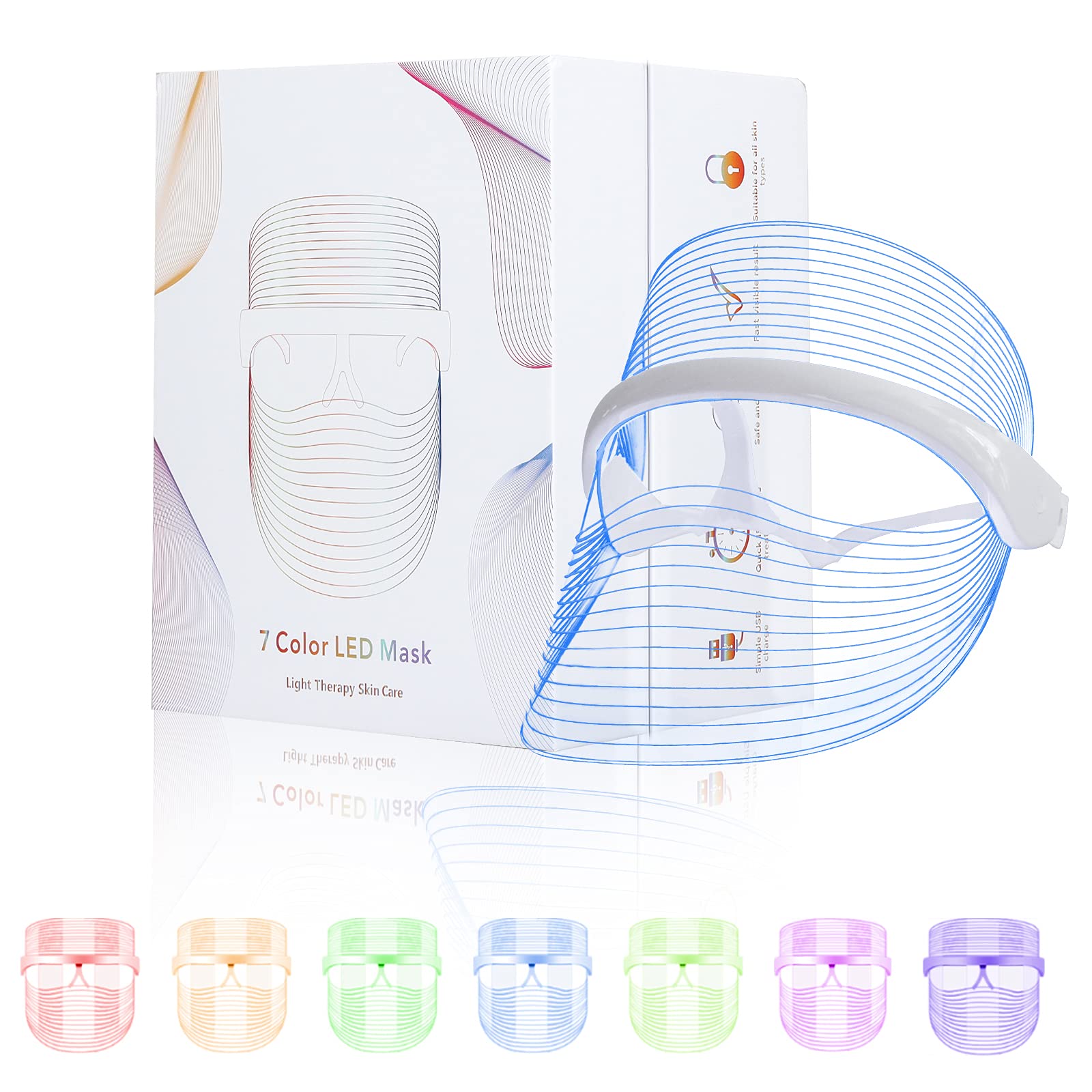 L E D Face Mask Light Therapy 7 Colors L E D Light Therapy Mask