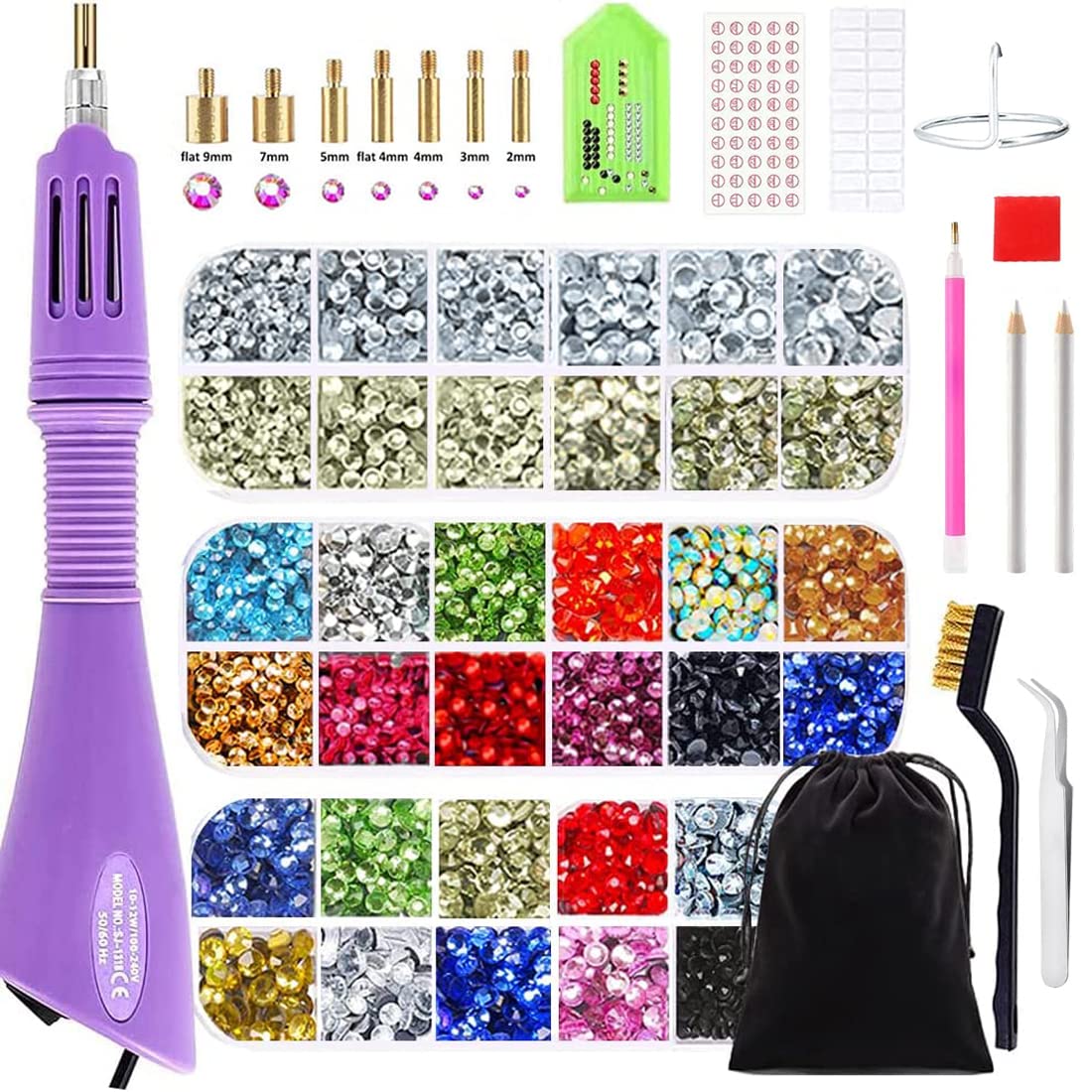 Epesl Bedazzler Kit with Rhinestones, Hot Fixed Gems Craft Applicator -  Diamond Painting Pen, Wax Pencil, Tweezers, Tray, Cleaning Brush, Picker  Rhinestones Crystals for DIY Clothes Shoes
