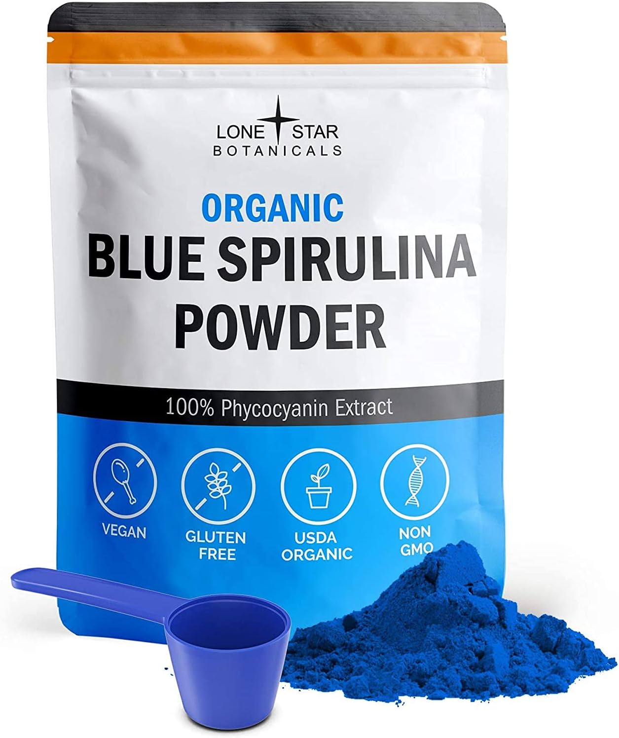 Organic Blue Spirulina Powder - 100% Pure Superfood from Blue-Green Algae,  Natural Food Coloring for Smoothies & Protein Drinks - Non GMO,  Gluten-Free, Dairy-Free, Vegan + USDA Certified, 30 Servings 30 Servings  (Pack of 1)