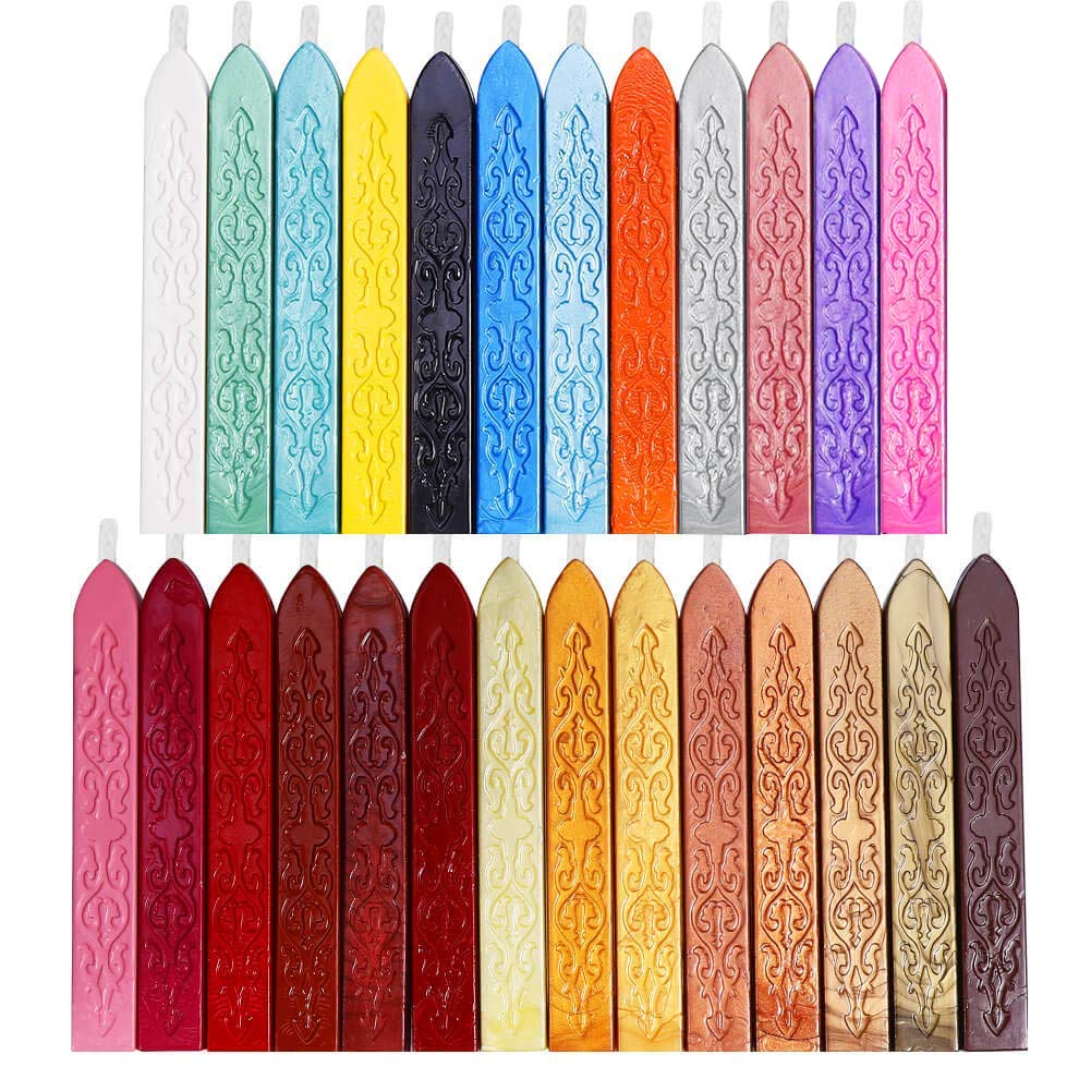 Anezus 26Pcs Antique Sealing Wax Sticks with Wicks for Postage Letter Retro  Vintage Wax Seal Stamp