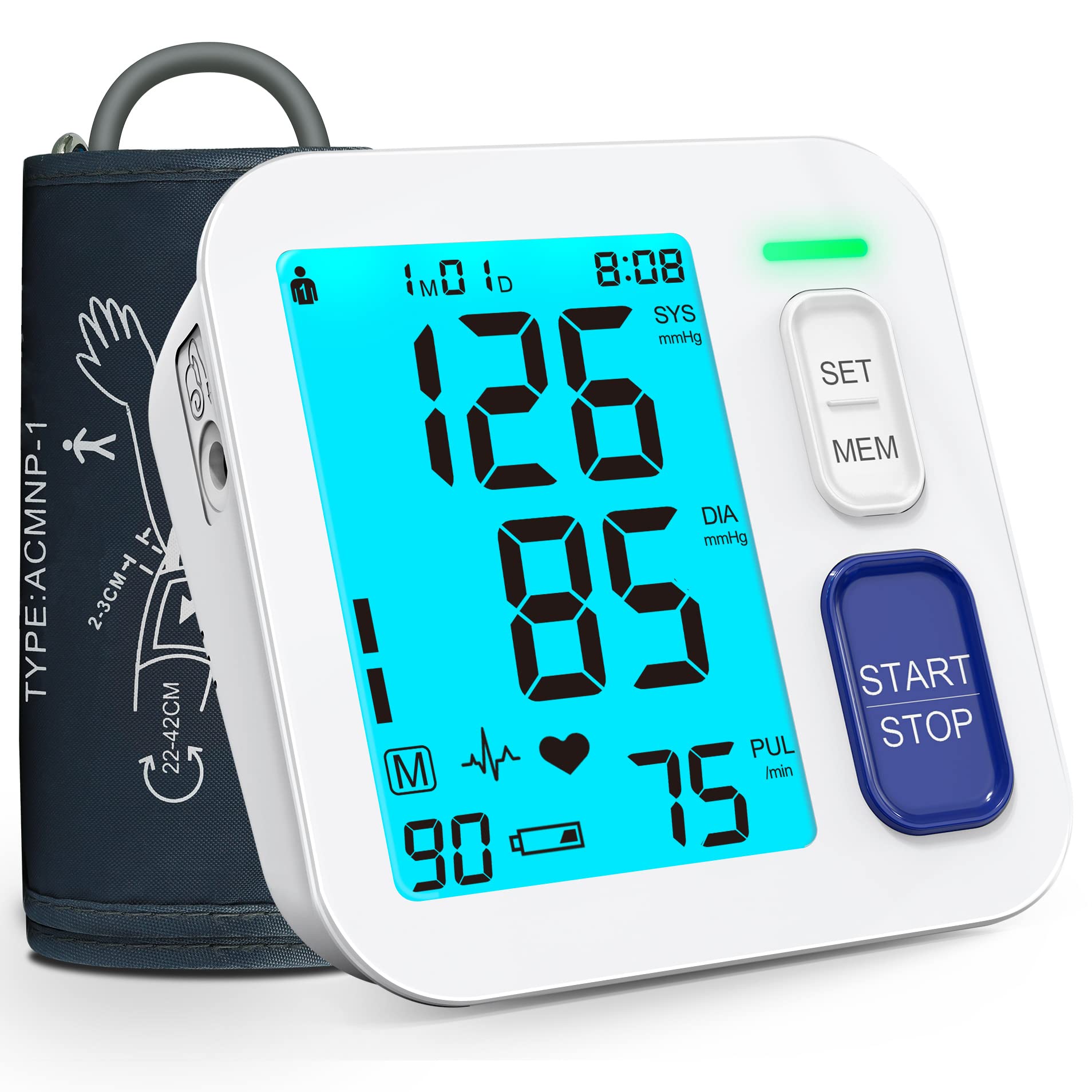 Upper Arm Blood Pressure Monitor with Extra Large Cuff  22-42cm,sphygmomanometer