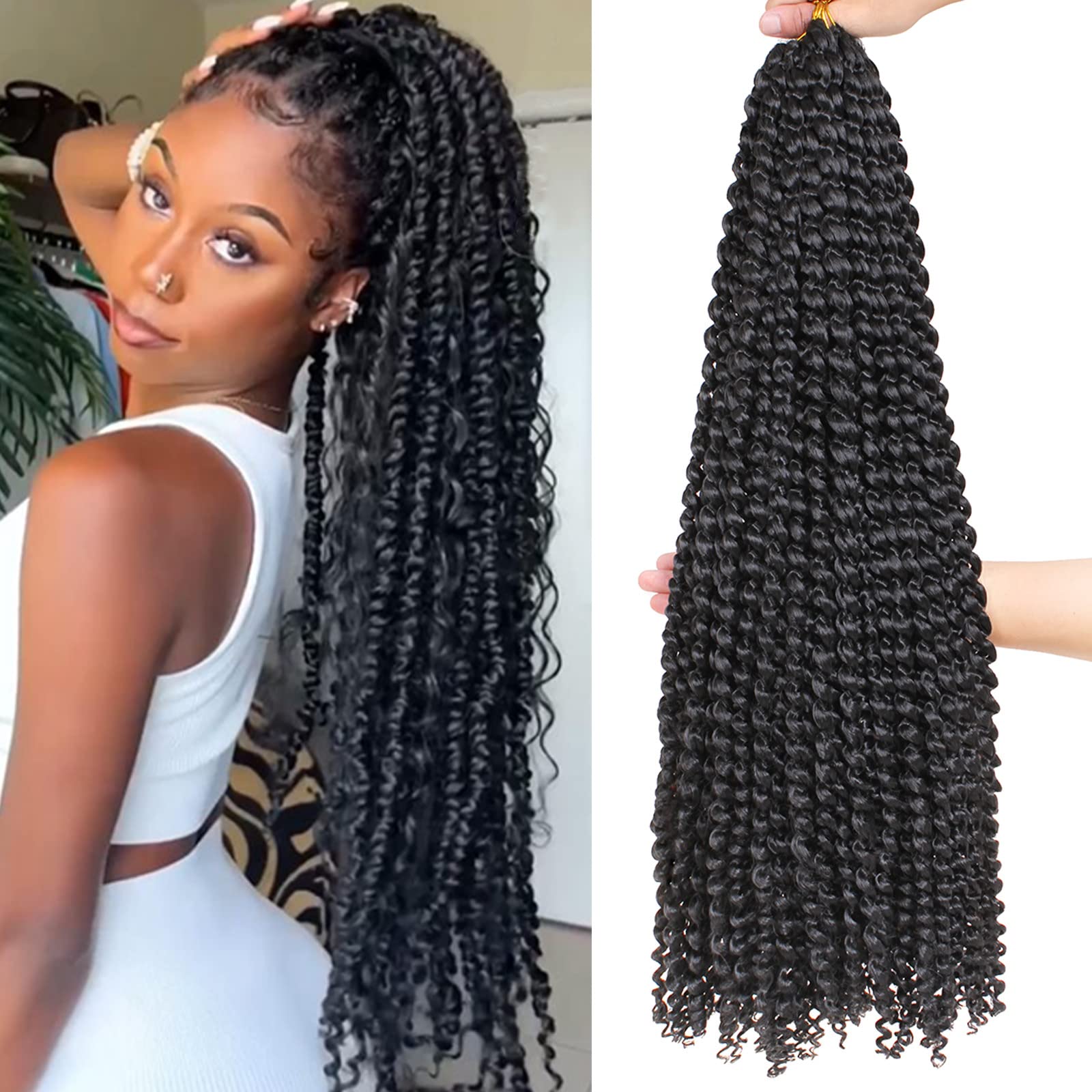 5 pack Passion Twist Hair, 18 Inch Passion Twist Crochet Hair Ombre Water  Wave Crochet Hair for Women Passion Twist Braiding Hair Long Bohemian Curly