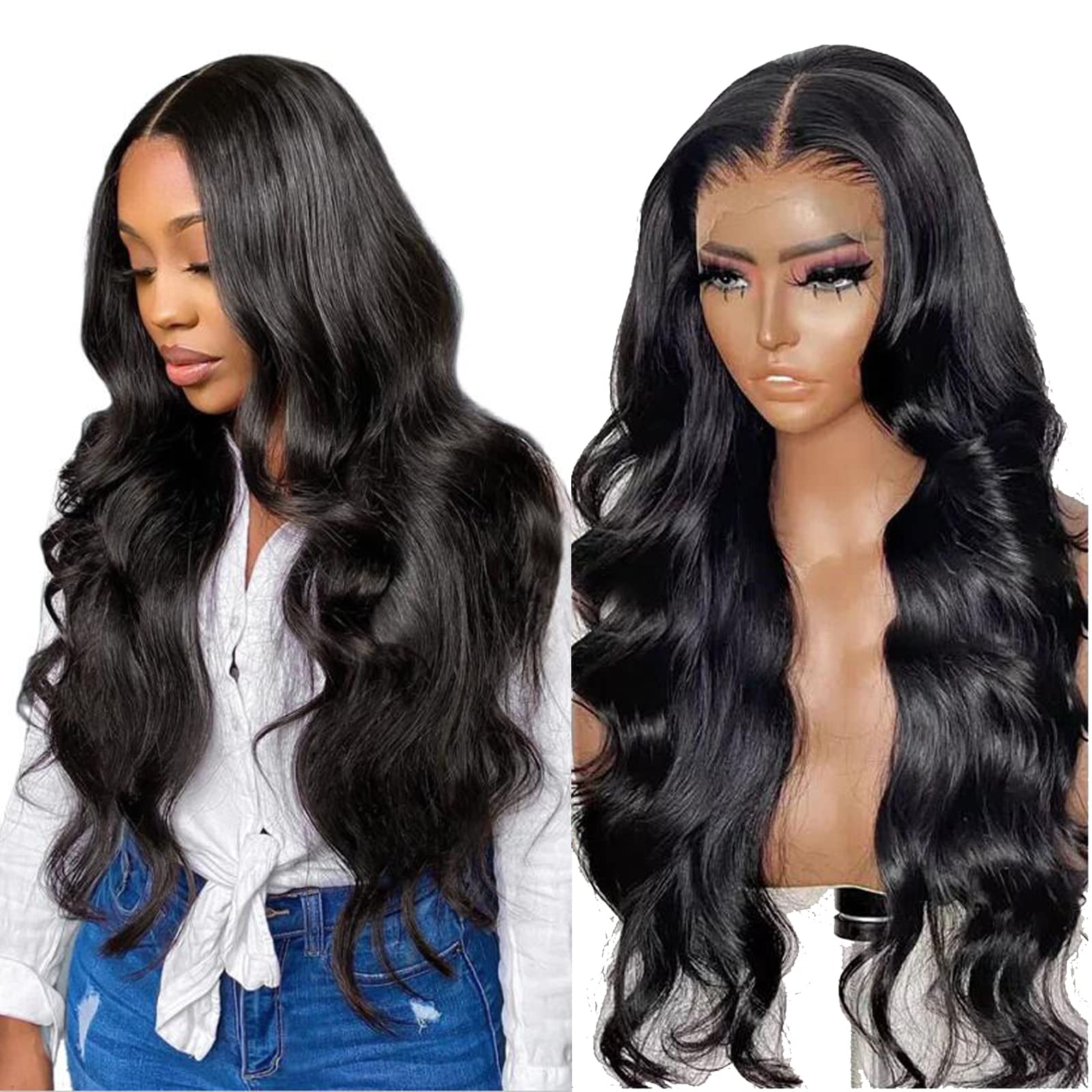 28 Inch Body Wave Lace Front Wigs Human Hair 180 Density, 13x4 HD  Transparent Lace Frontal Wigs Human Hair Glueless Brazilian Virgin Human  Hair Lace