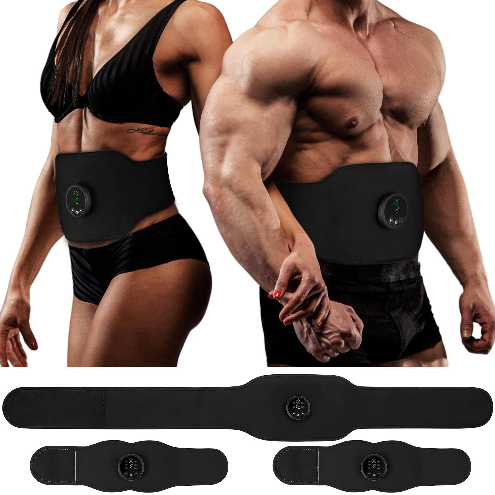 FOPIE ABS Stimulator, Abdominal Toning Belt Portable Muscle Toner Waist  Trainer Fitness Trimmer Workout Equipment for Home