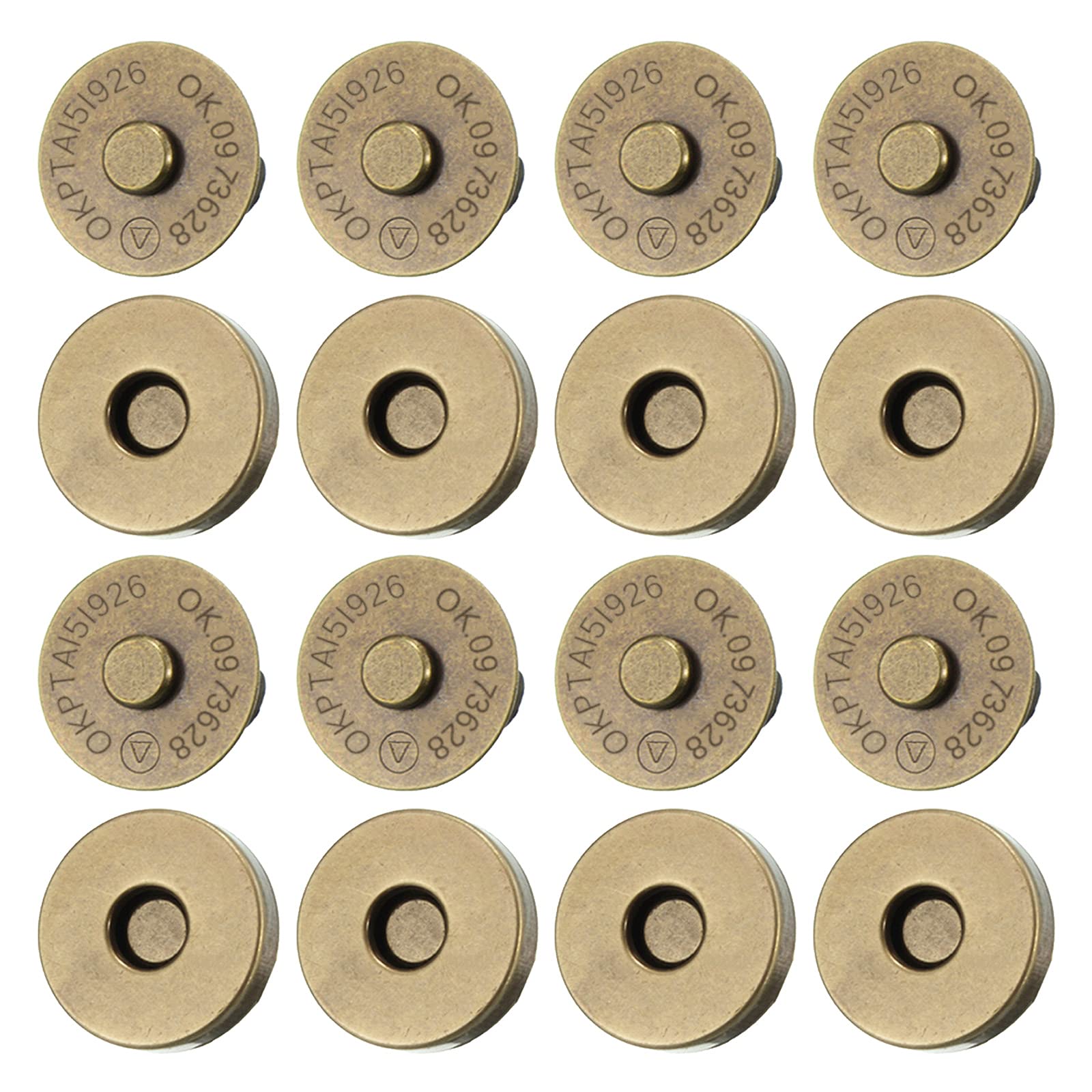 20 Set Magnetic Snaps Purse Magnetic Bag Fastener Clasp Magnetic Button  Replacement Kit for Sewing DIY Craft Purses Bags Clothes Leather (Bronze  14MM)