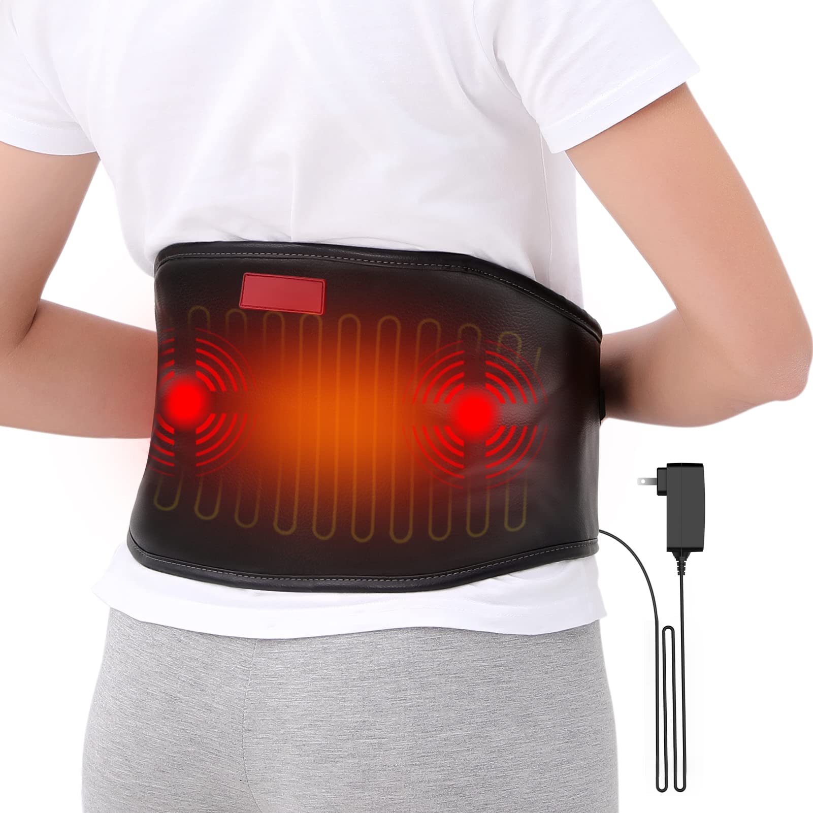 Heating Pad with Massager Heating Pad for Back Pain Relief with Strap (Up  to 55) for Cramps and Menstrual with 3 Heat Settings 9 Vibration Modes  Auto-Off for Low Back Abdominal Waist