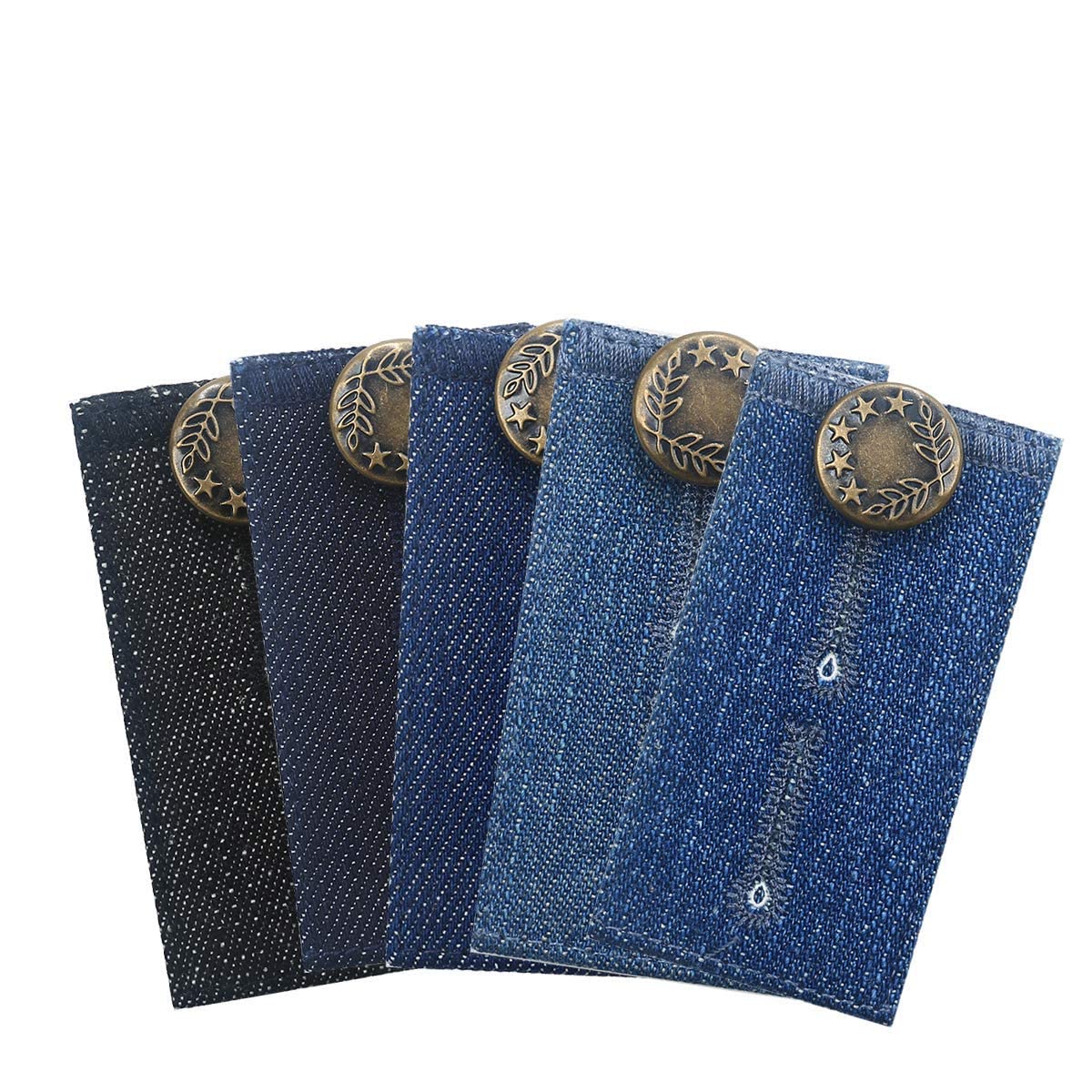 Johnson & Smith Waistband Extenders Button Extender for Pants, Denim  Material, Pack of 5 Shades, Premium Metal Buttons, 2 Button Holes