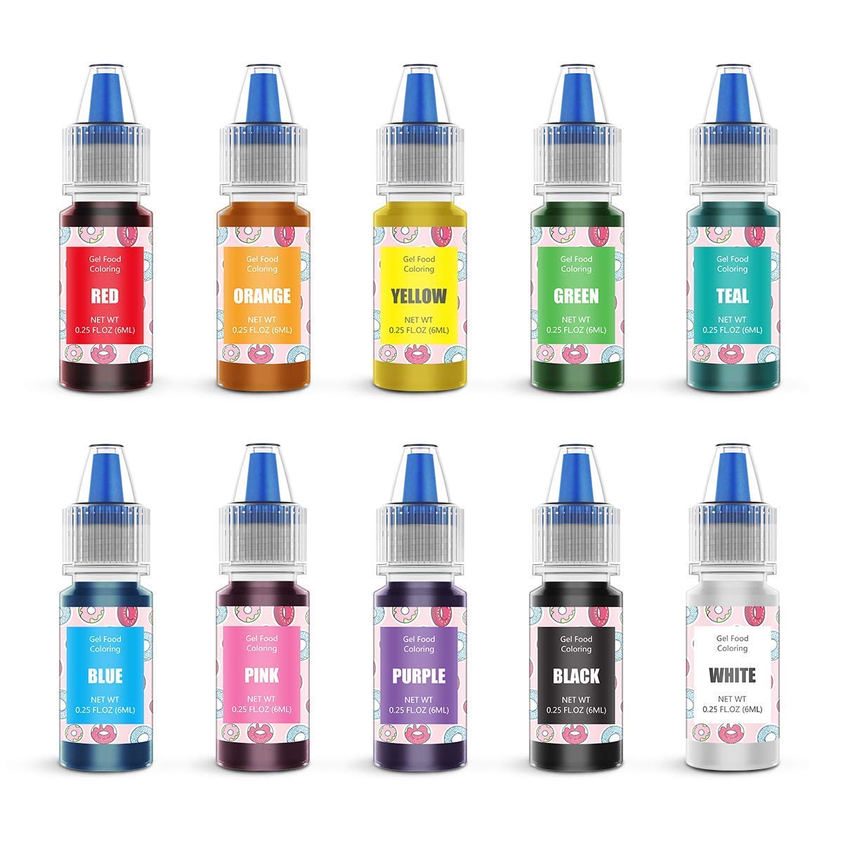 Food Coloring - 10 Color Cake Food Coloring Liquid Variety Kit for Baking, Decorating,Fondant and Cooking, Slime Making Supplies Kit - 25 fl oz (6ml)
