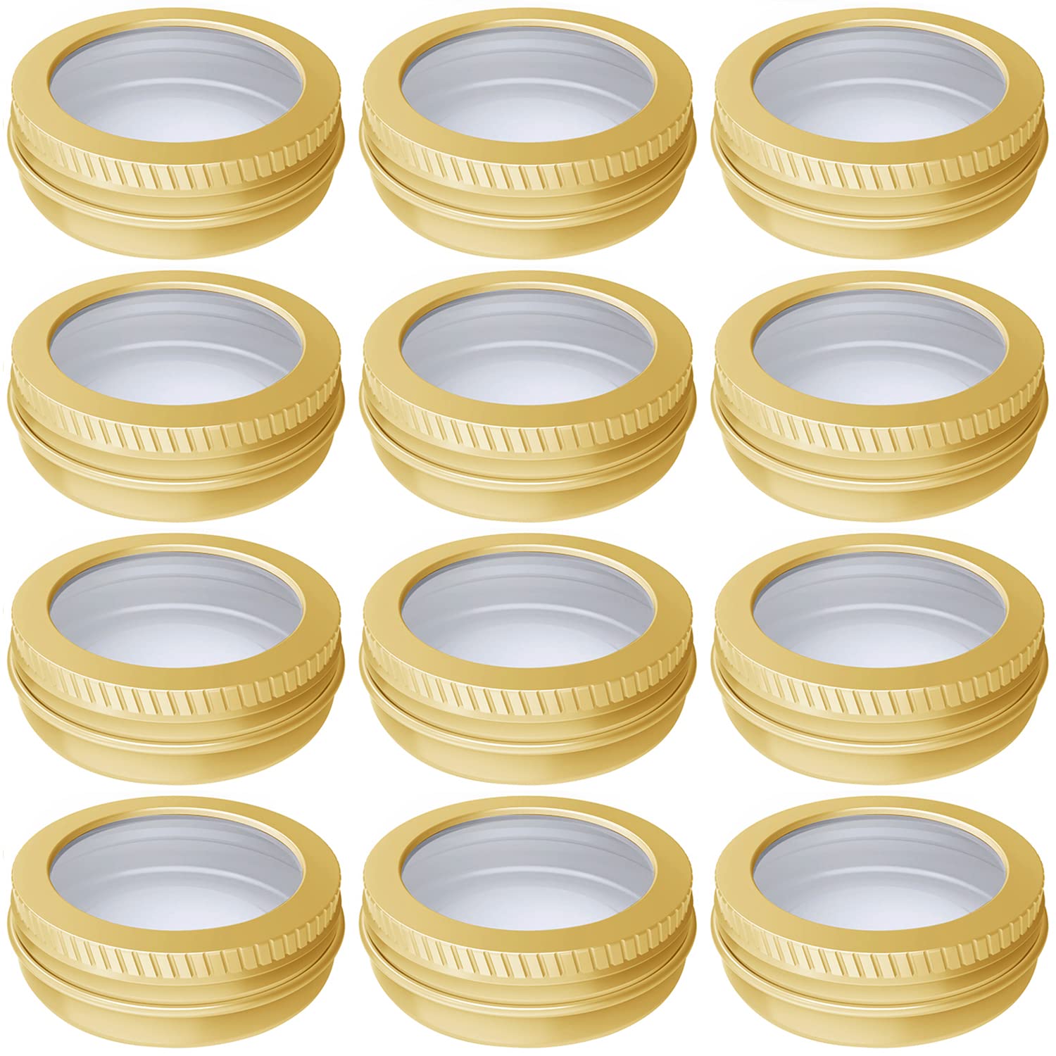 Clear Glass Low Profile Thick Wall Balm Jars with Metal White Lids 0 .5 oz / 15 ml (12 Pack), Size: .50 oz