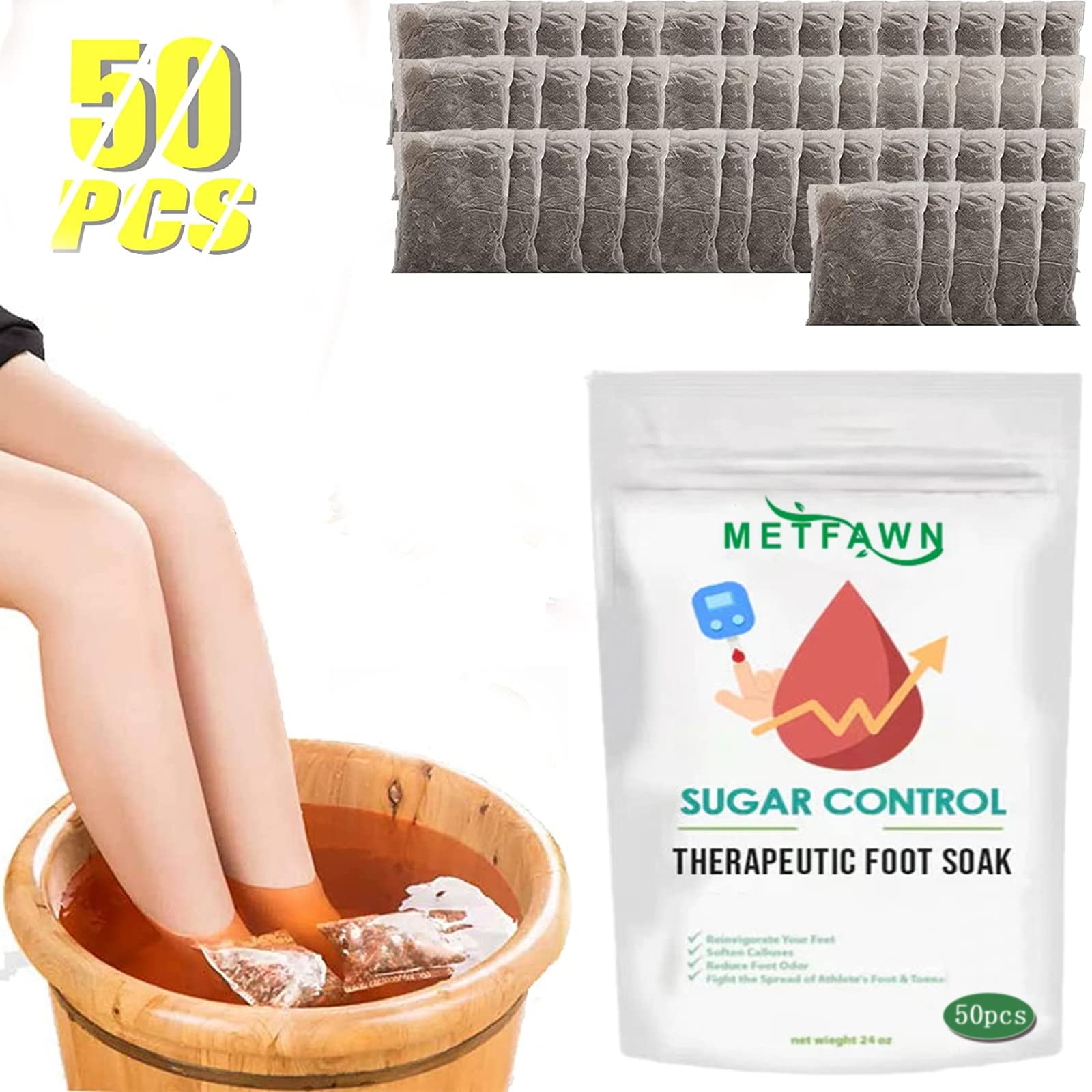 METFAWN Sugar Control Therapeutic Foot Soak Bag 50PCXT