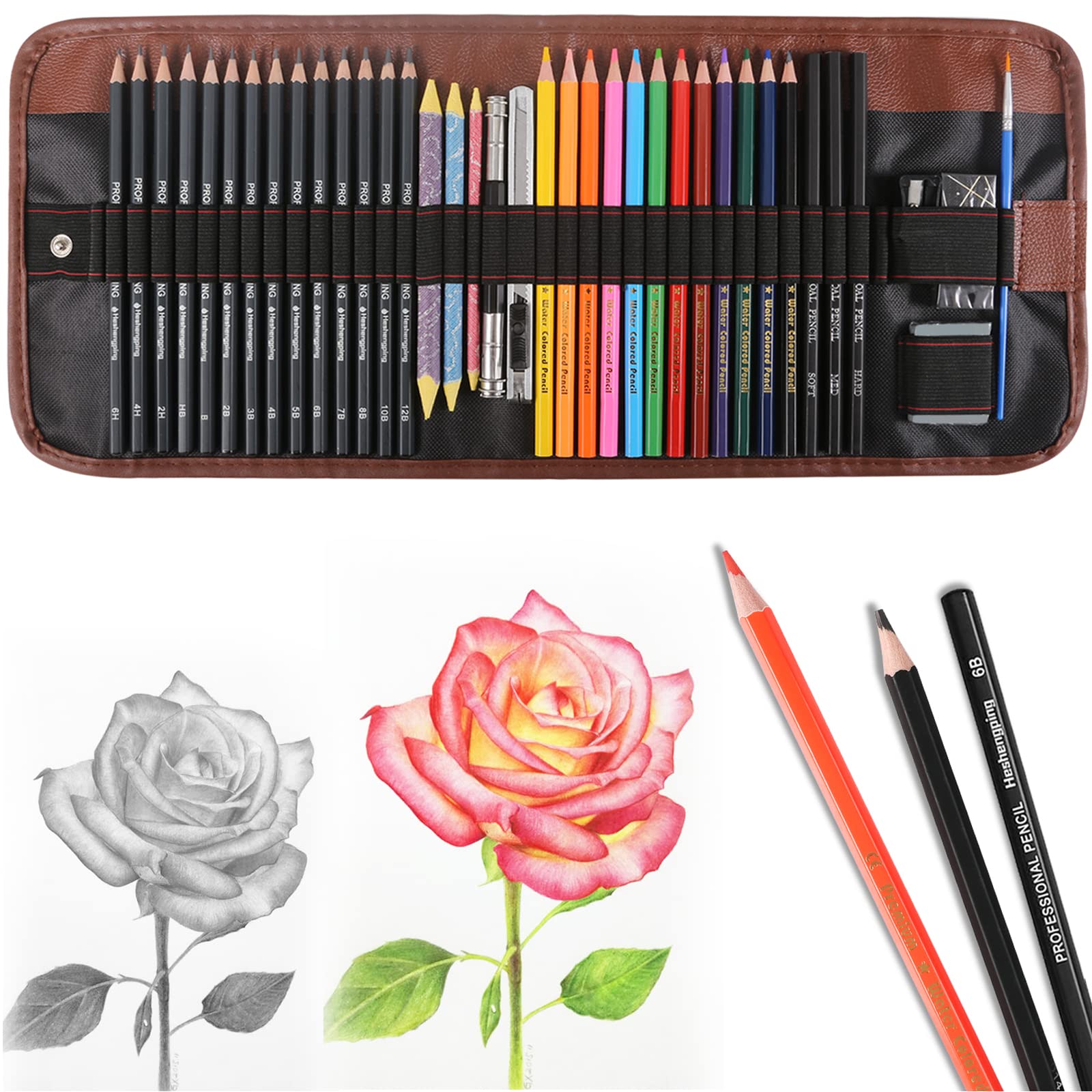 29-Piece Sketch Drawing Pencil Set Sketching Art Kit in Carry Case Pro New