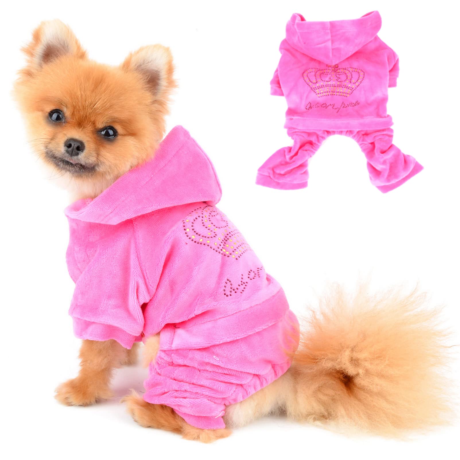 SELMAI Dog Hoodies Jumpsuit for Small Dog Cat Puppy Rhinestone