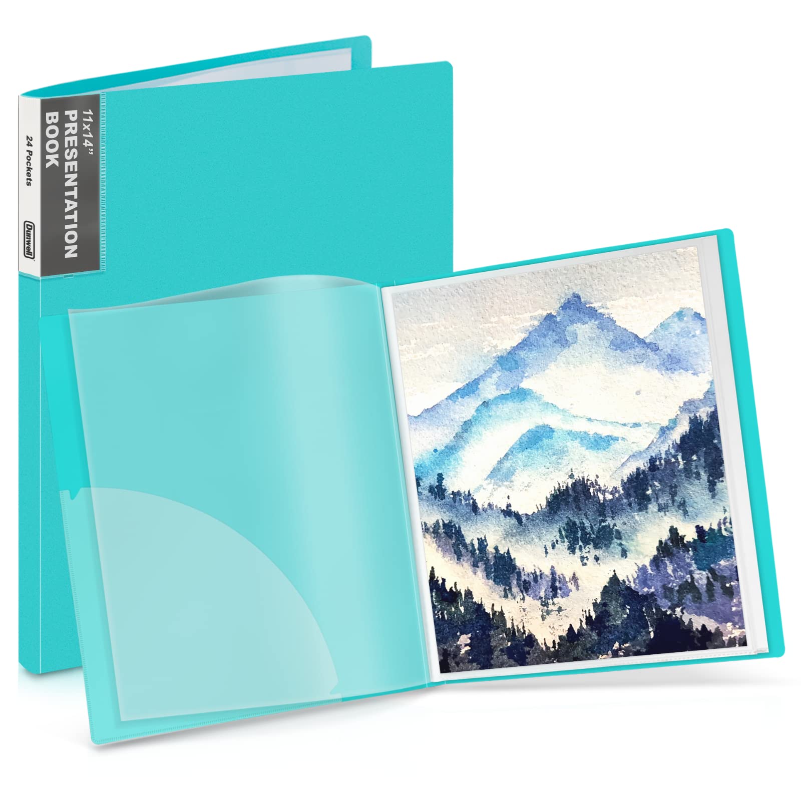 Dunwell Art Portfolio 11x17 (Black 1 Pack) Large Portfolio Folder for Artwork Art Folder Has 24 Pockets Display 48 Pages Artwork Storage Portfolio Pre