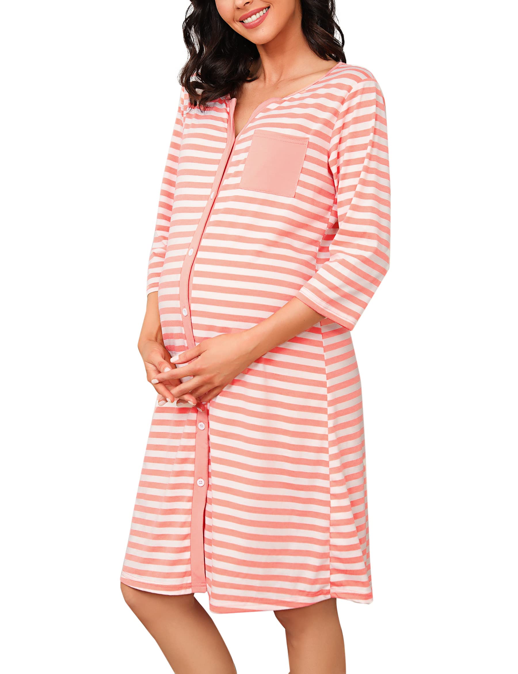 Marvmys Maternity Nightdress For Hospital Breastfeeding Nightwear
