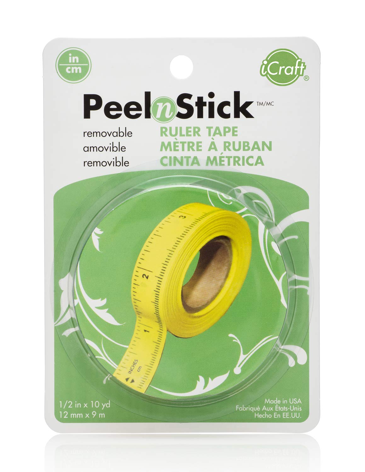 PeelnStick Removable Ruler Tape Imperial + Metric, 1/2 in x 10 yds