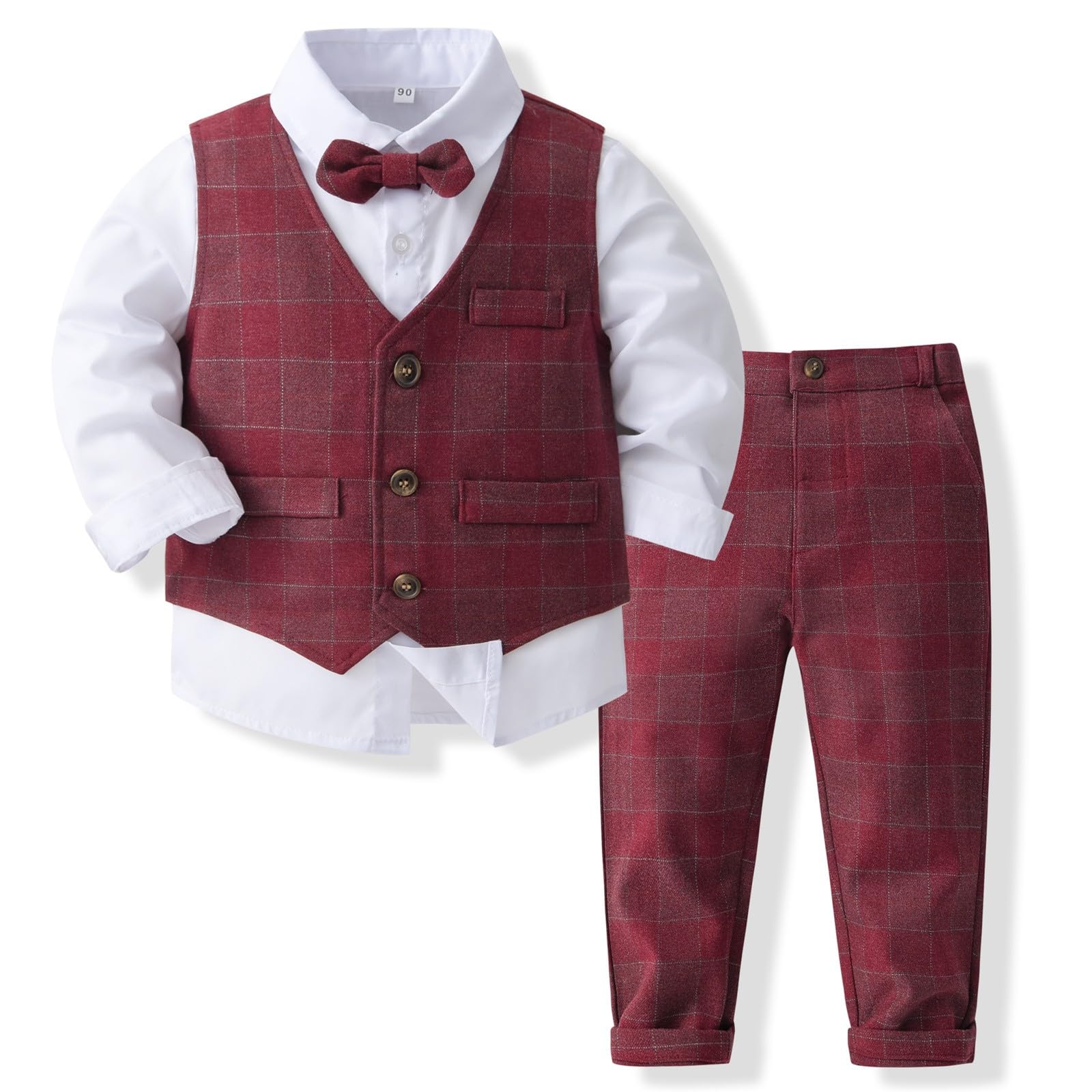 Volunboy Baby Boys Gentleman Suit, Toddler Formal Bow Tie Shirts