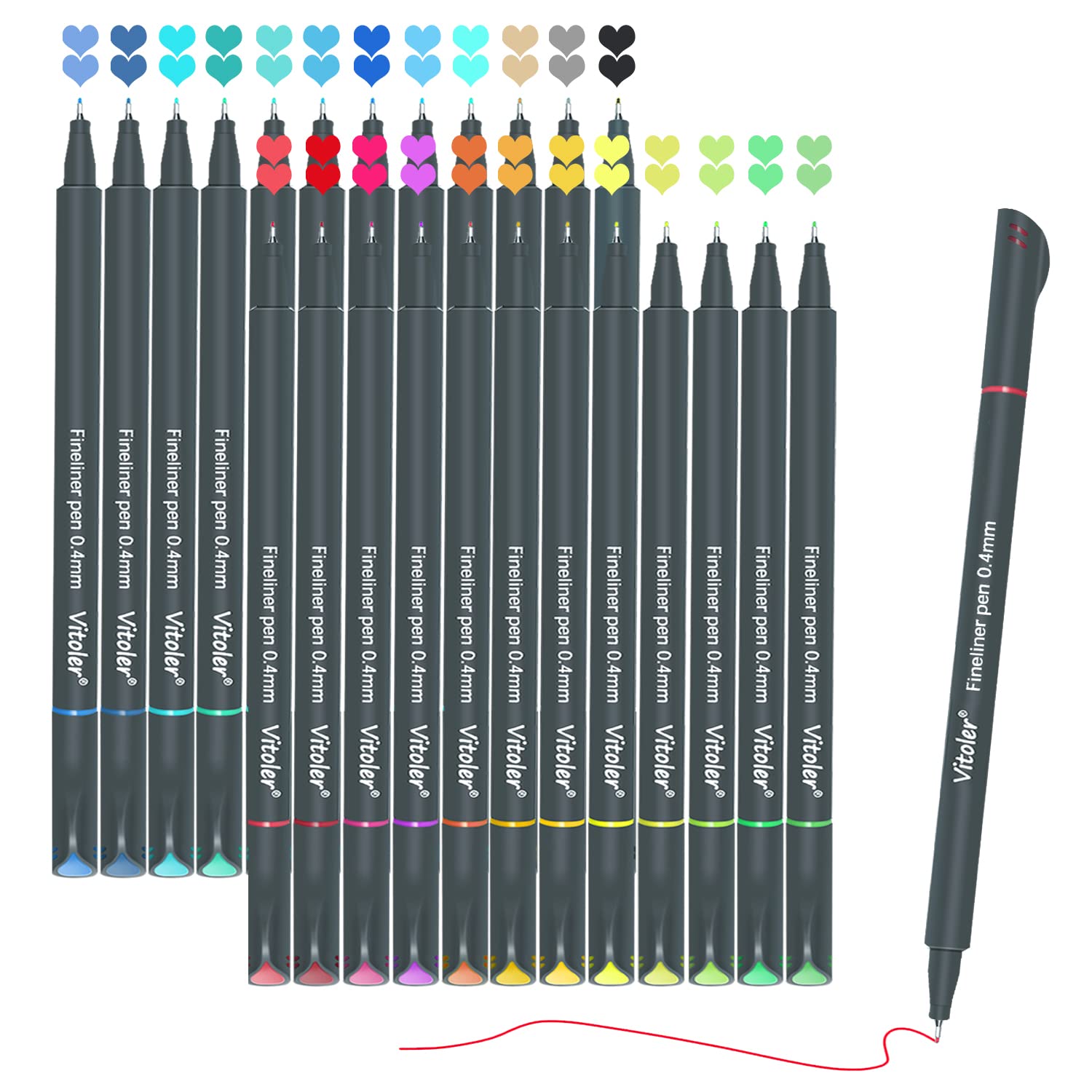 Vitoler 36 VIBRANT Colored Pens, Fine Tip Journal Planner Pens,Drawing  Marker Pens for Writing Journaling Planner Coloring Book Sketching Taking  Note