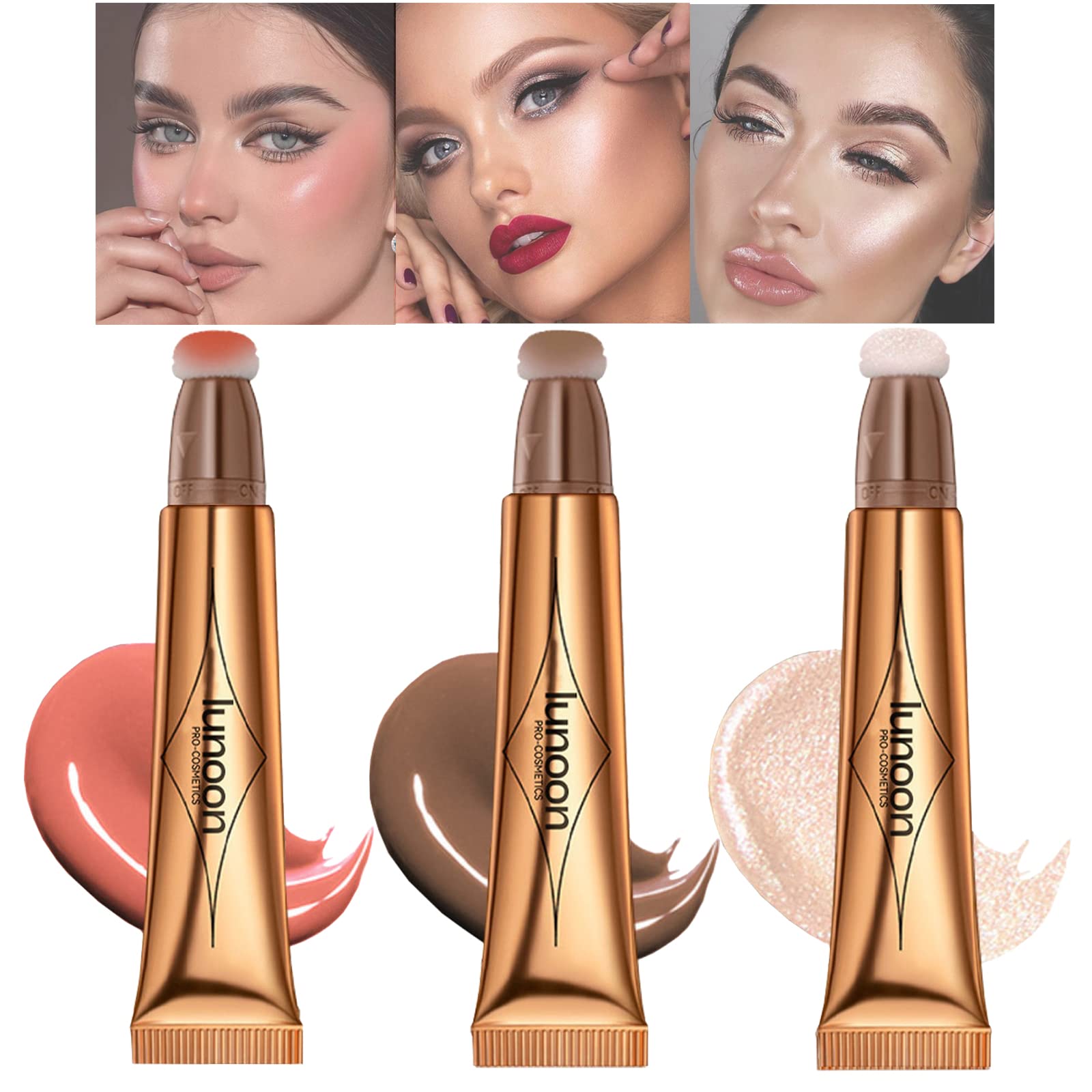  3 Pcs Beauty Wand For Liquid Contour Highlighter and