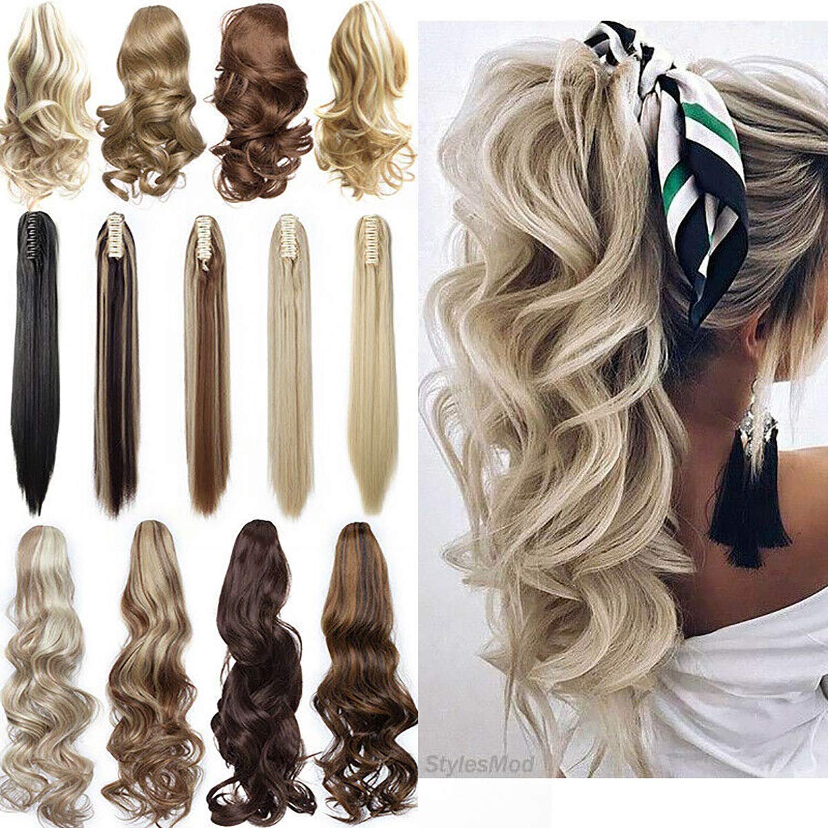 Long Short Claw Ponytail Hair Extension One Piece Cute Clip in on