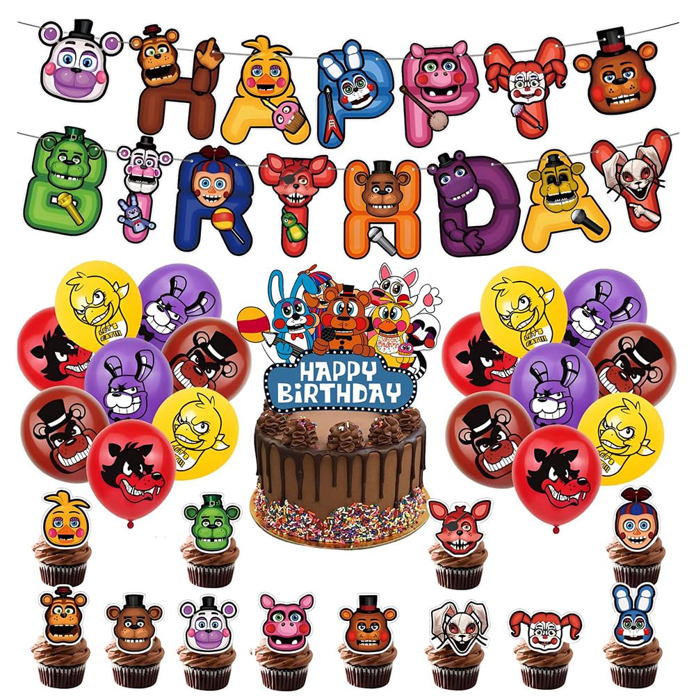 Zhongkaihua FNAF Birthday Party Supplies Set Includes FNAF Cake Topper ...