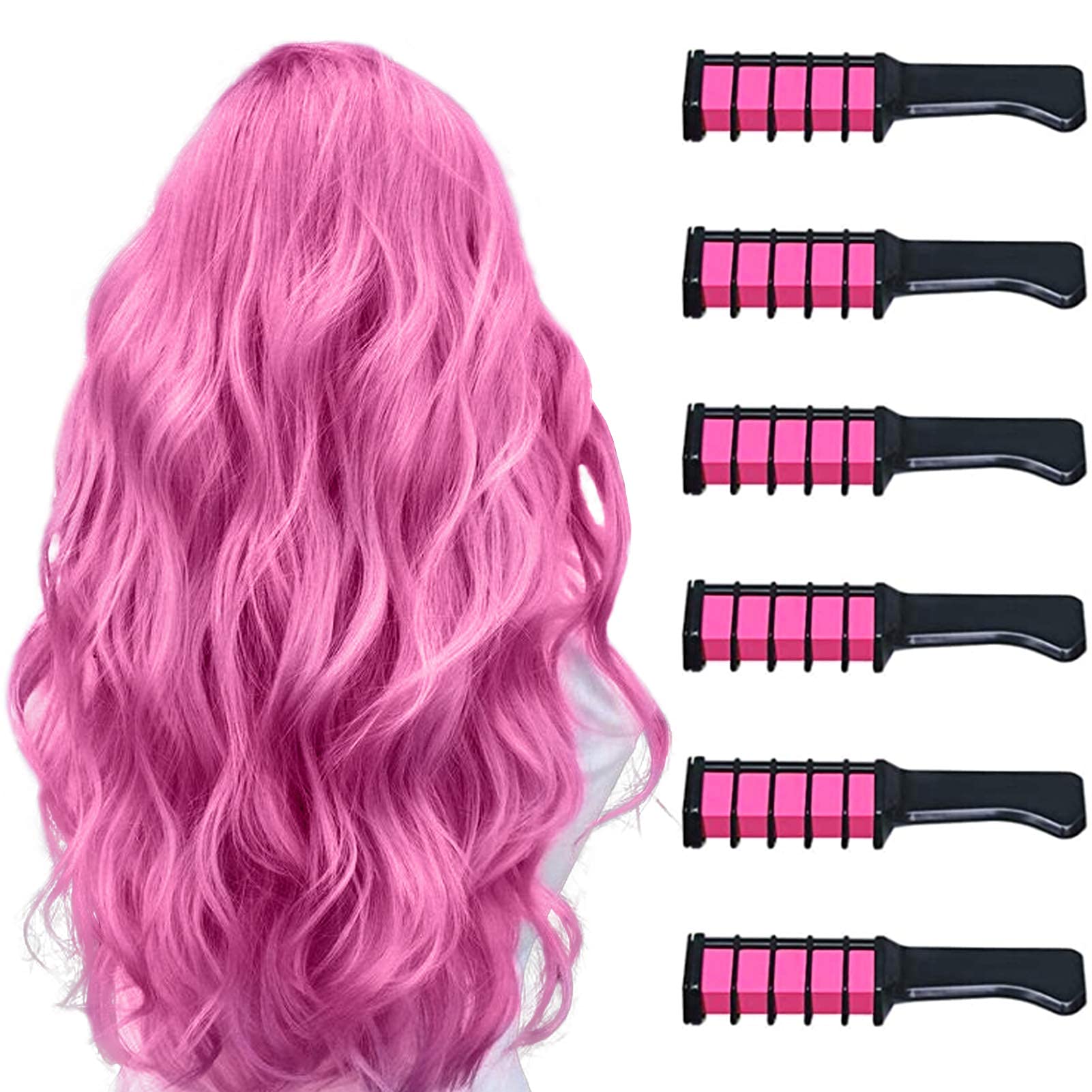 6PC Hair Chalk Comb Temporary Bright Hair Color Dye For Girls No Quick Fix  Dark