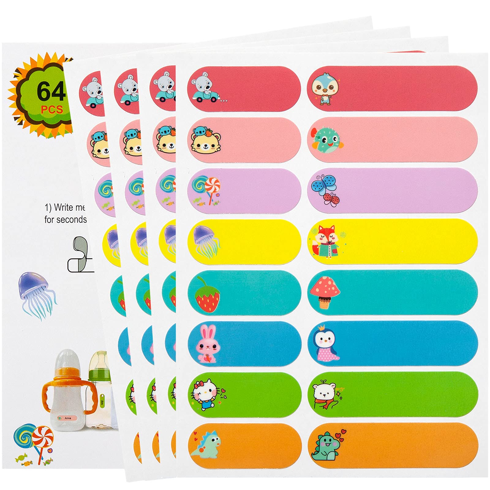 Baby Bottle Labels for Daycare 64 PCS School Supplies Name Label Stickers  for Kids Stuff Waterproof Daycare Labels Self-Laminating Dishwasher Safe  Toddler Preschool Labels for Sippy Cup Lunch Box 4sheets-64pcs