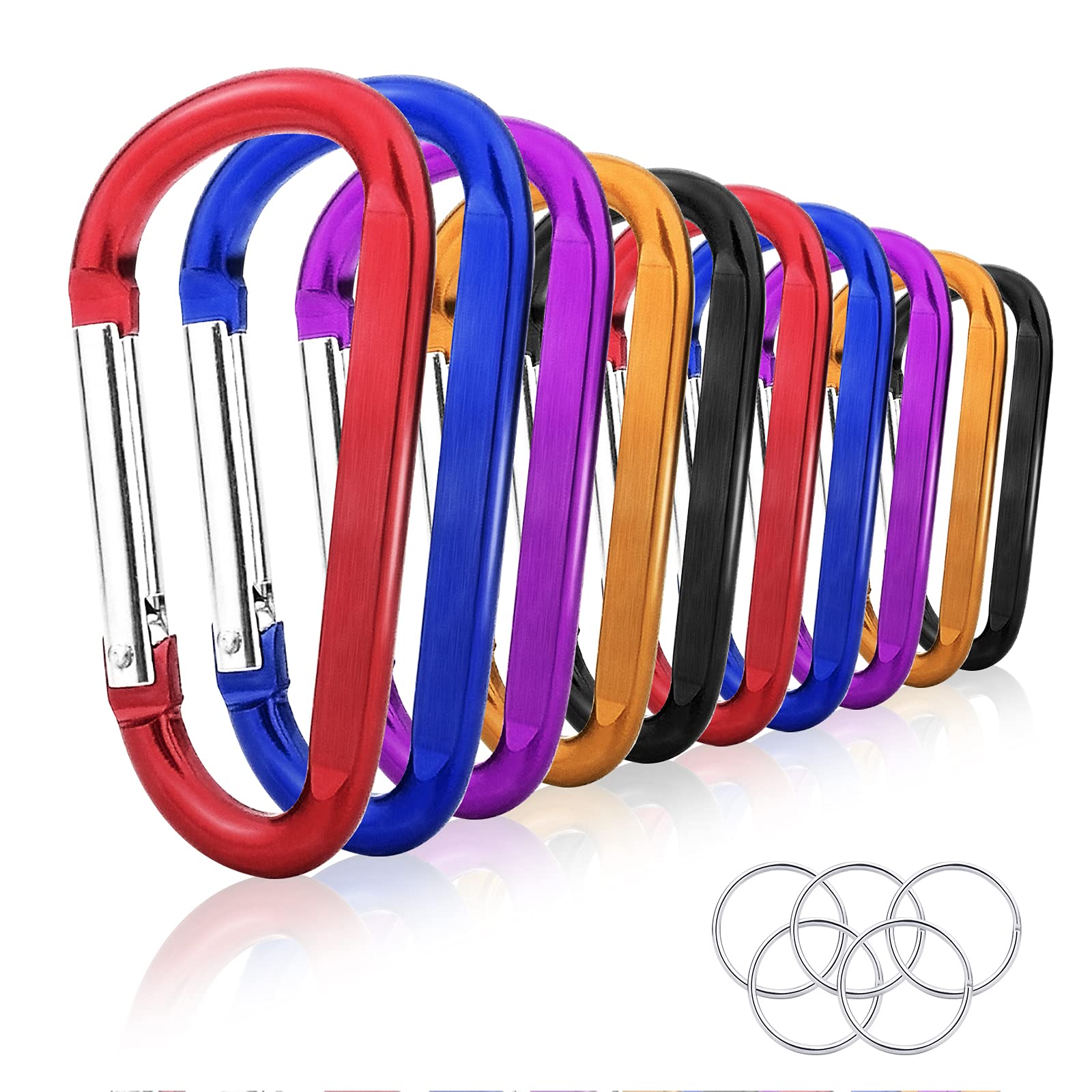 10 Pcs Large Carabiner D Ring Clip Hook Durable Keychain Camping