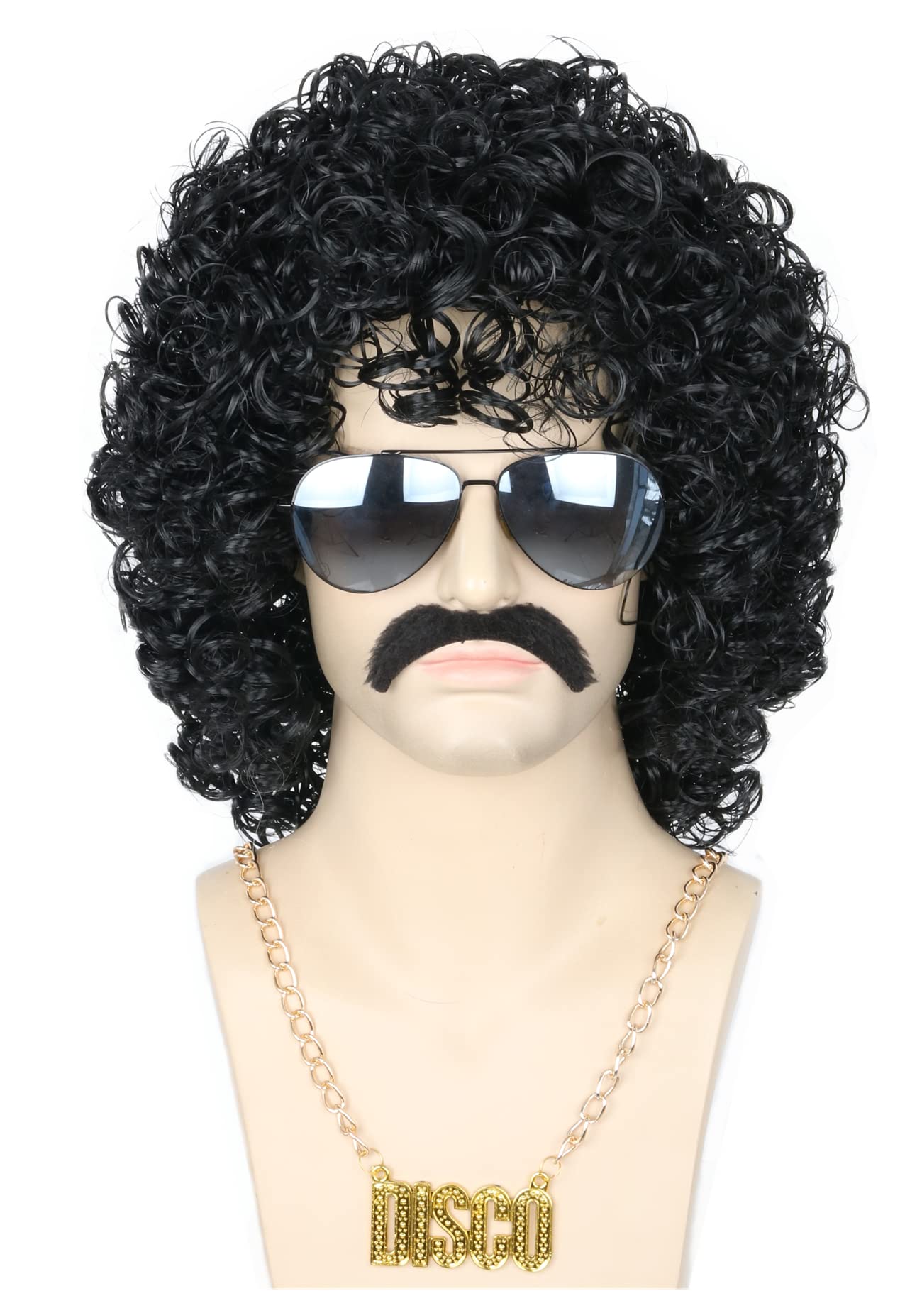 Topcosplay 3 PCS Men s Wig 70s 80s Disco Dude Dirt Bag Wig