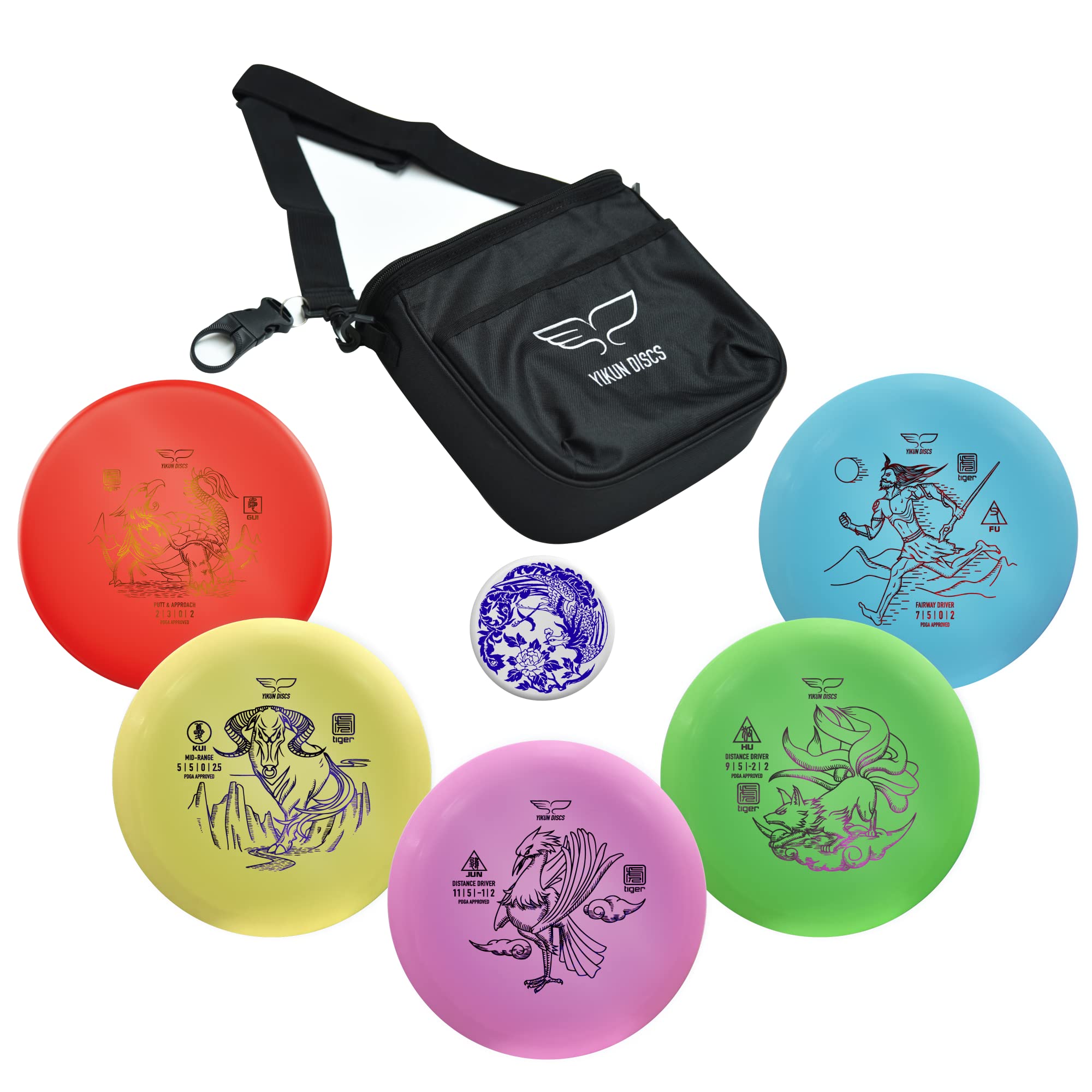 Yikun Disc Golf Starter Set PDGA Approved Beginners Discs Golf Set 7 in  1,Includes Driver,