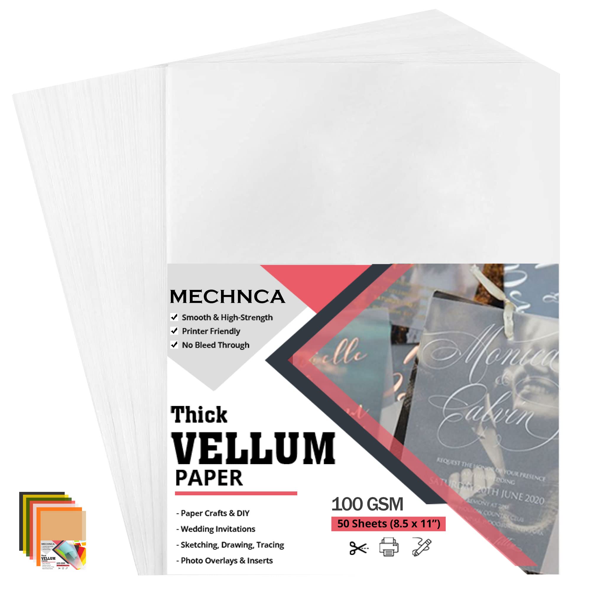 Vellum Paper Pack, Patterned Vellum Paper, Translucent Paper for