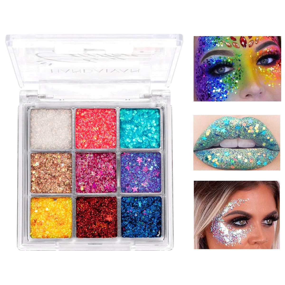 GLOWING FACE GLITTER 18 COLOR GLITTER - PALETTE BEST QUALITY gfgemiz7a –